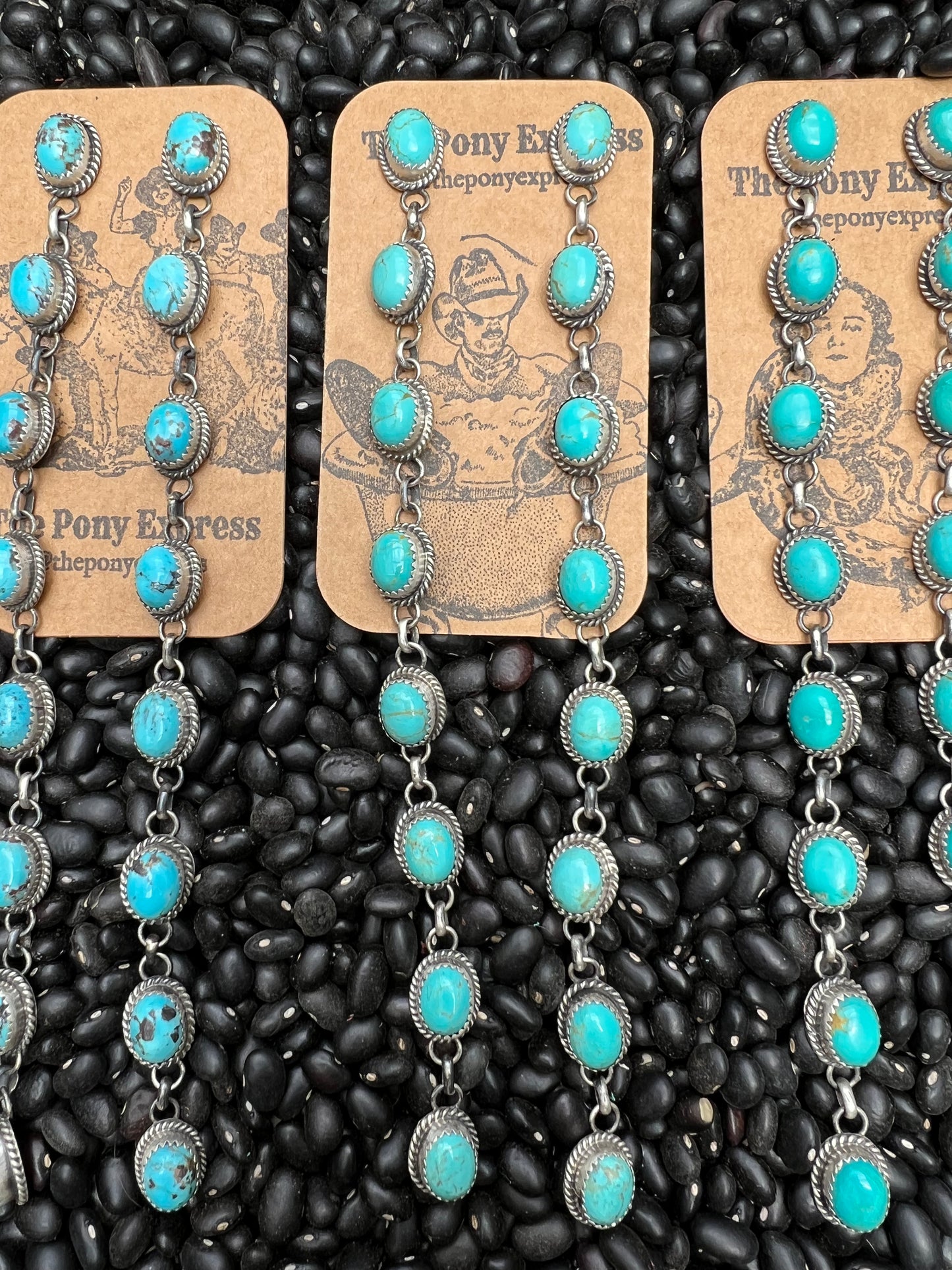 Triple Crown Long Turquoise Earrings