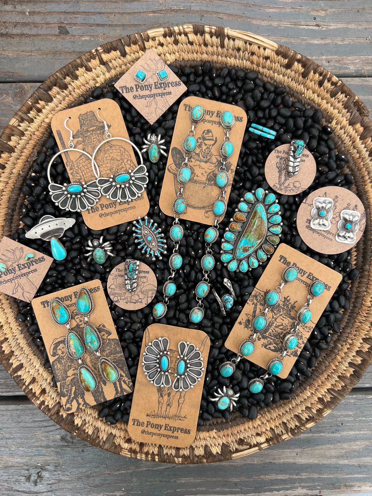 Triple Crown Long Turquoise Earrings