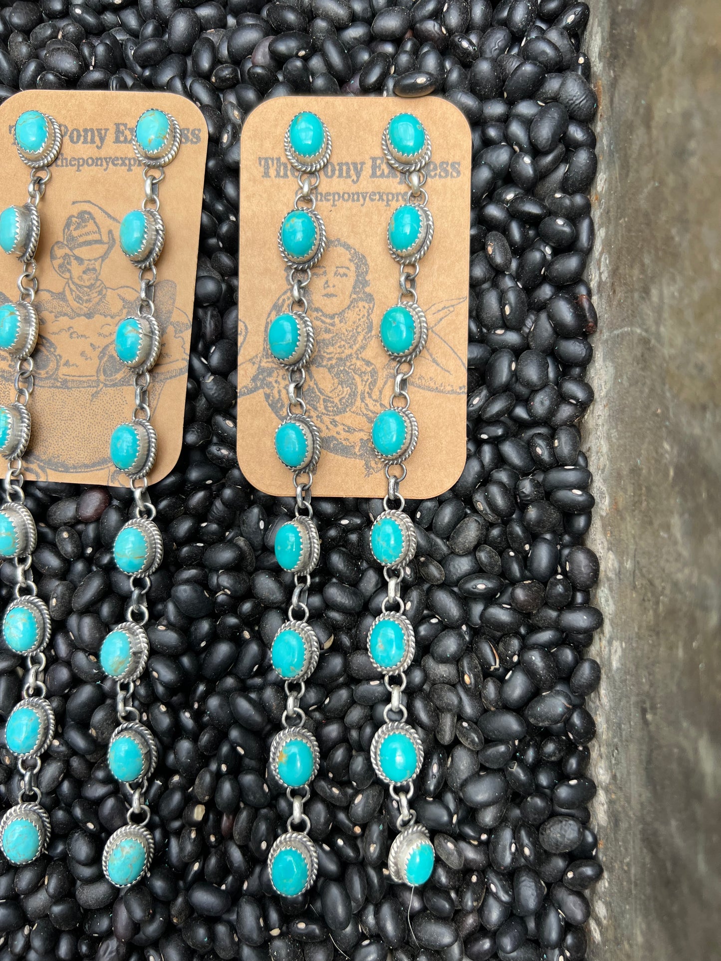 Triple Crown Long Turquoise Earrings
