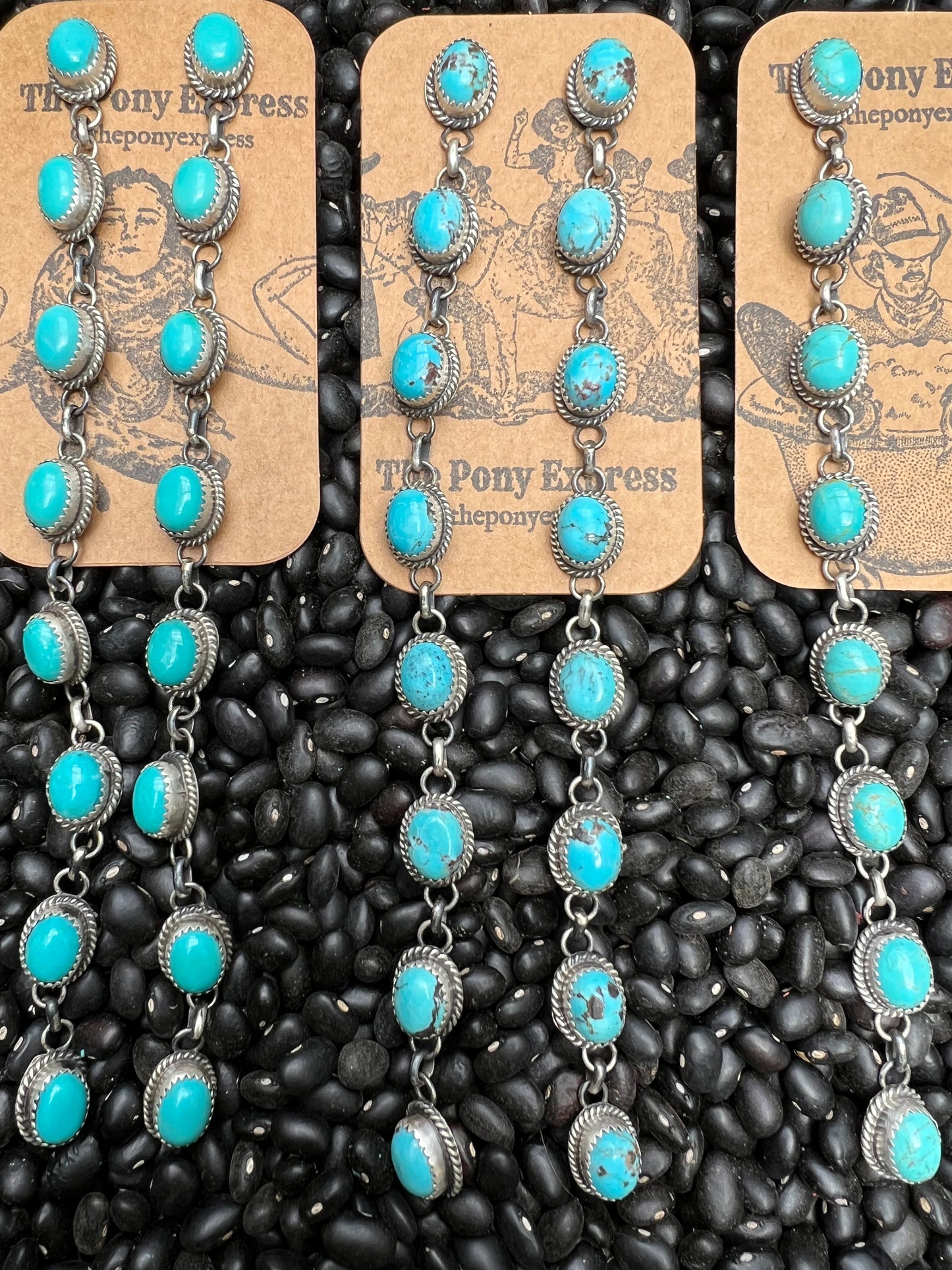 Triple Crown Long Turquoise Earrings