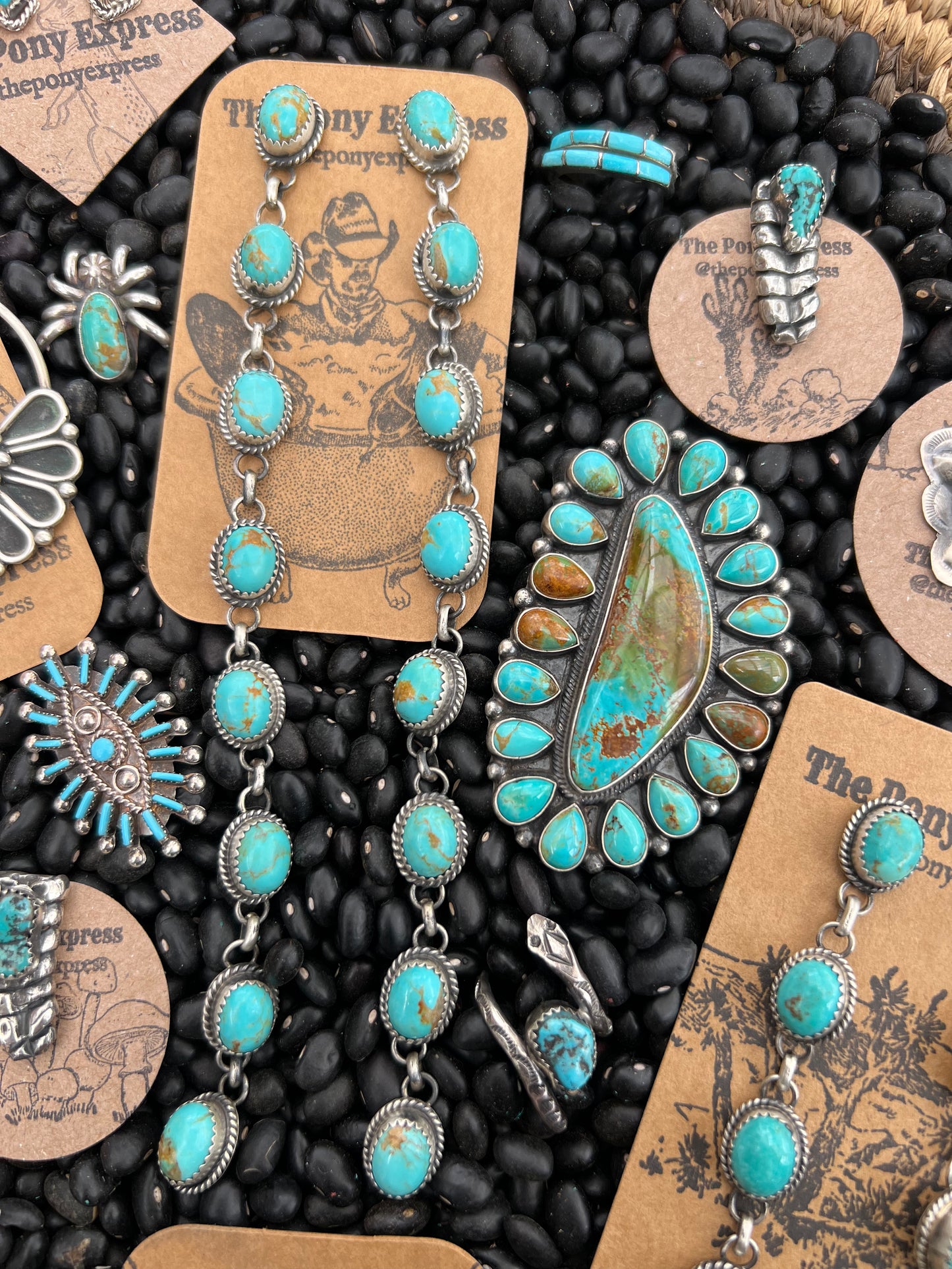 Triple Crown Long Turquoise Earrings