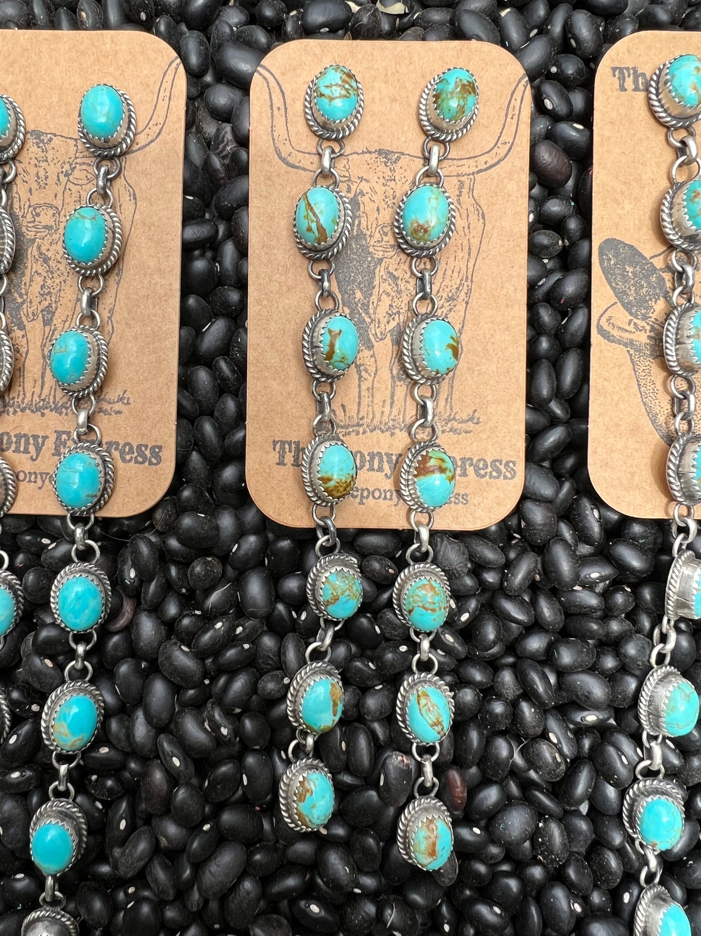 Triple Crown Long Turquoise Earrings