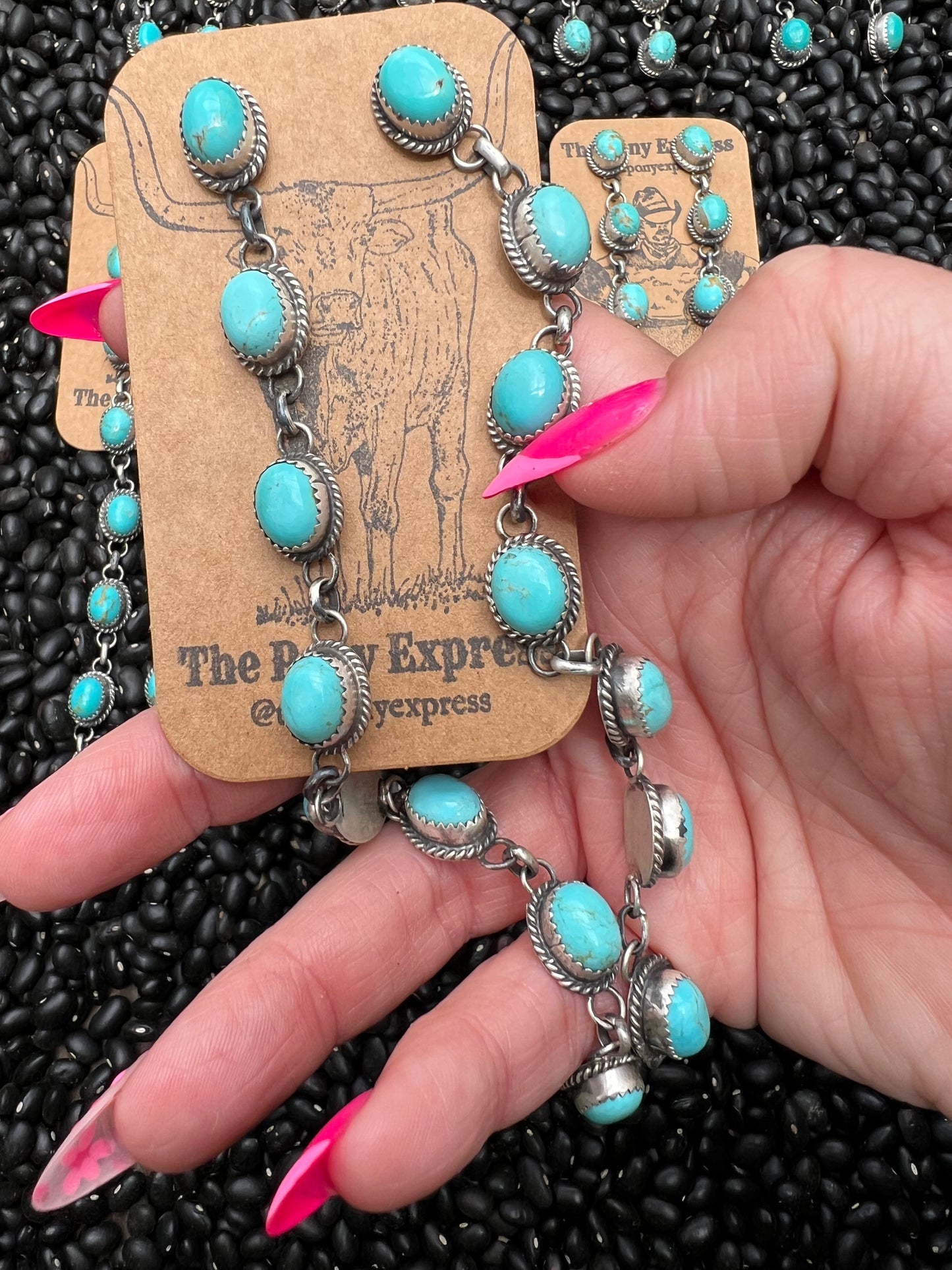 Triple Crown Long Turquoise Earrings