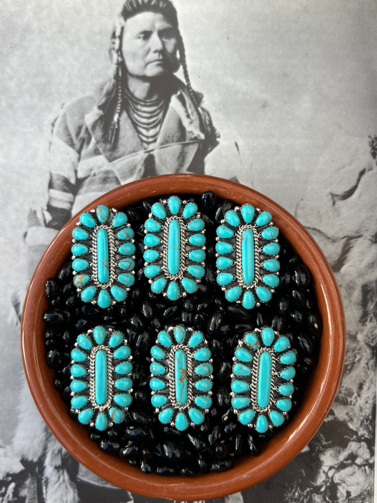 Doe Native American Turquoise Cluster Ring