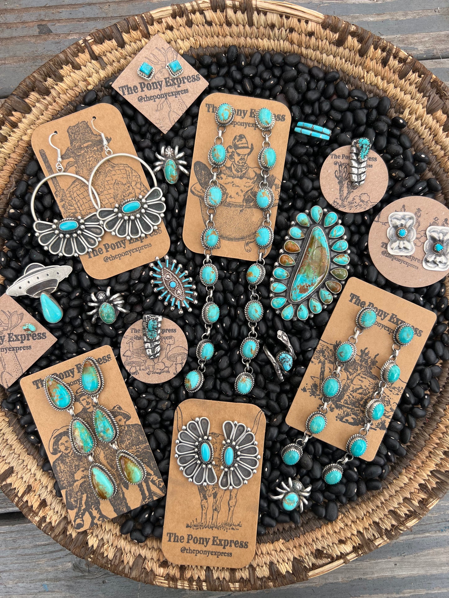 Triple Crown Long Turquoise Earrings
