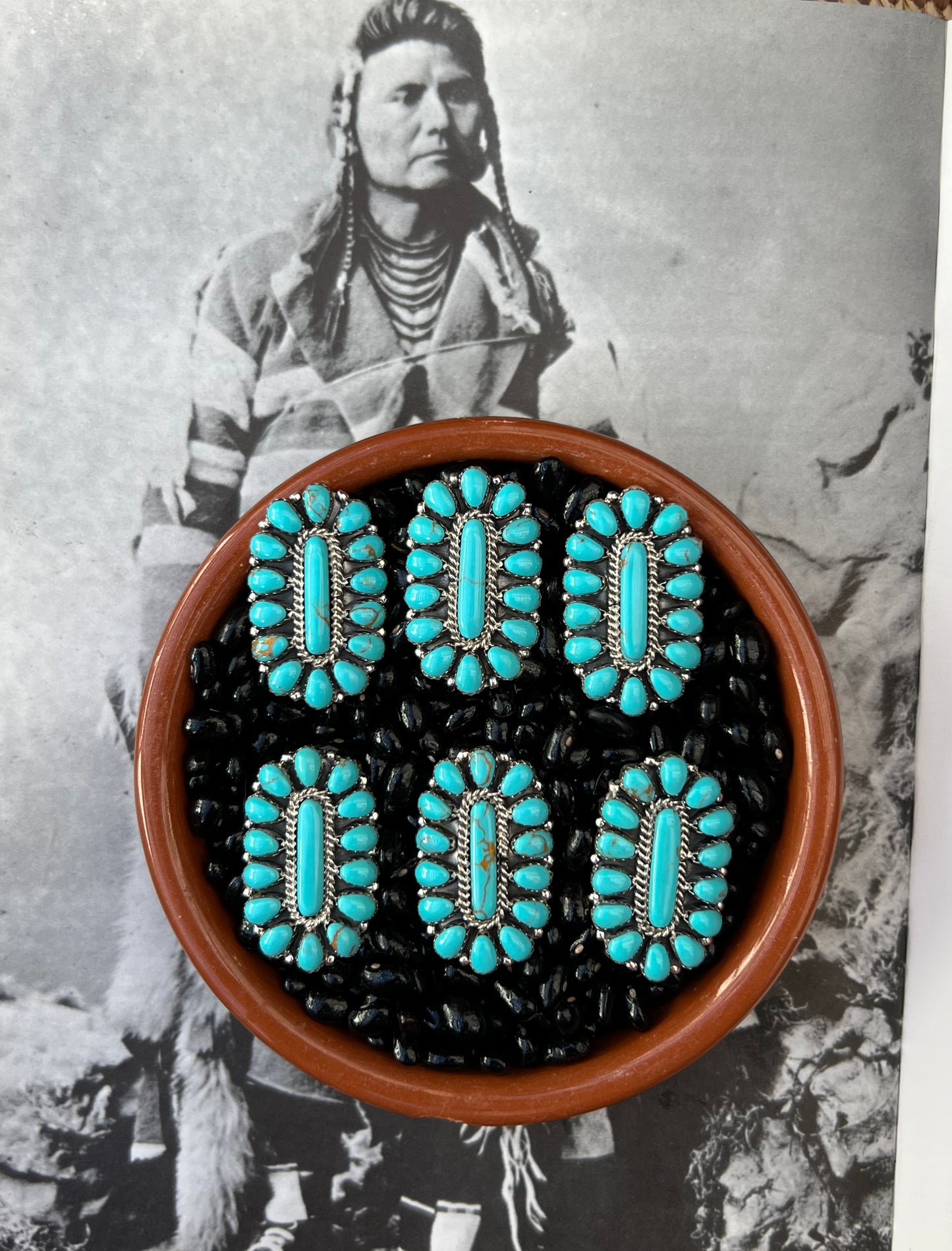 Doe Native American Turquoise Cluster Ring