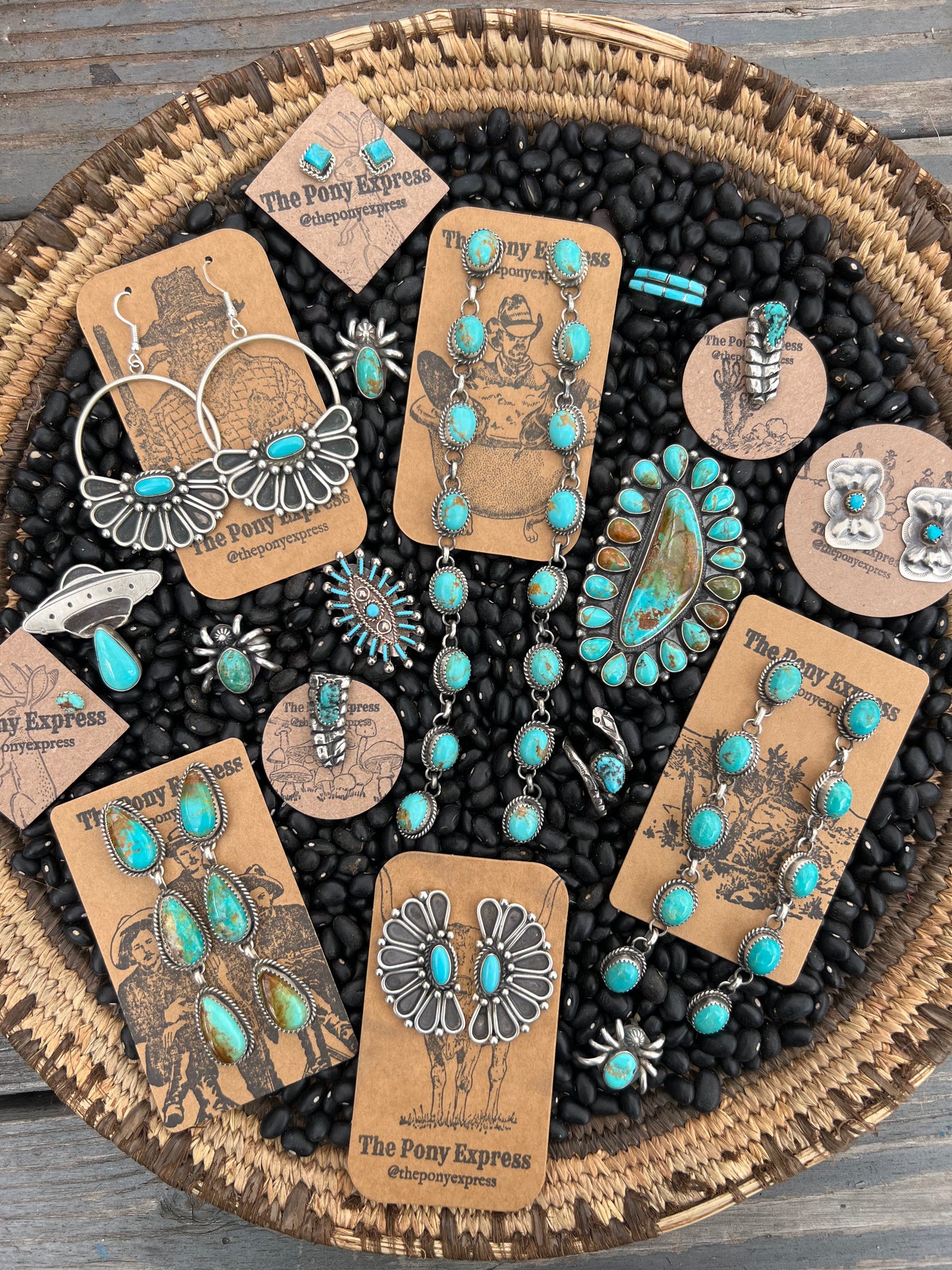 Triple Crown Long Turquoise Earrings