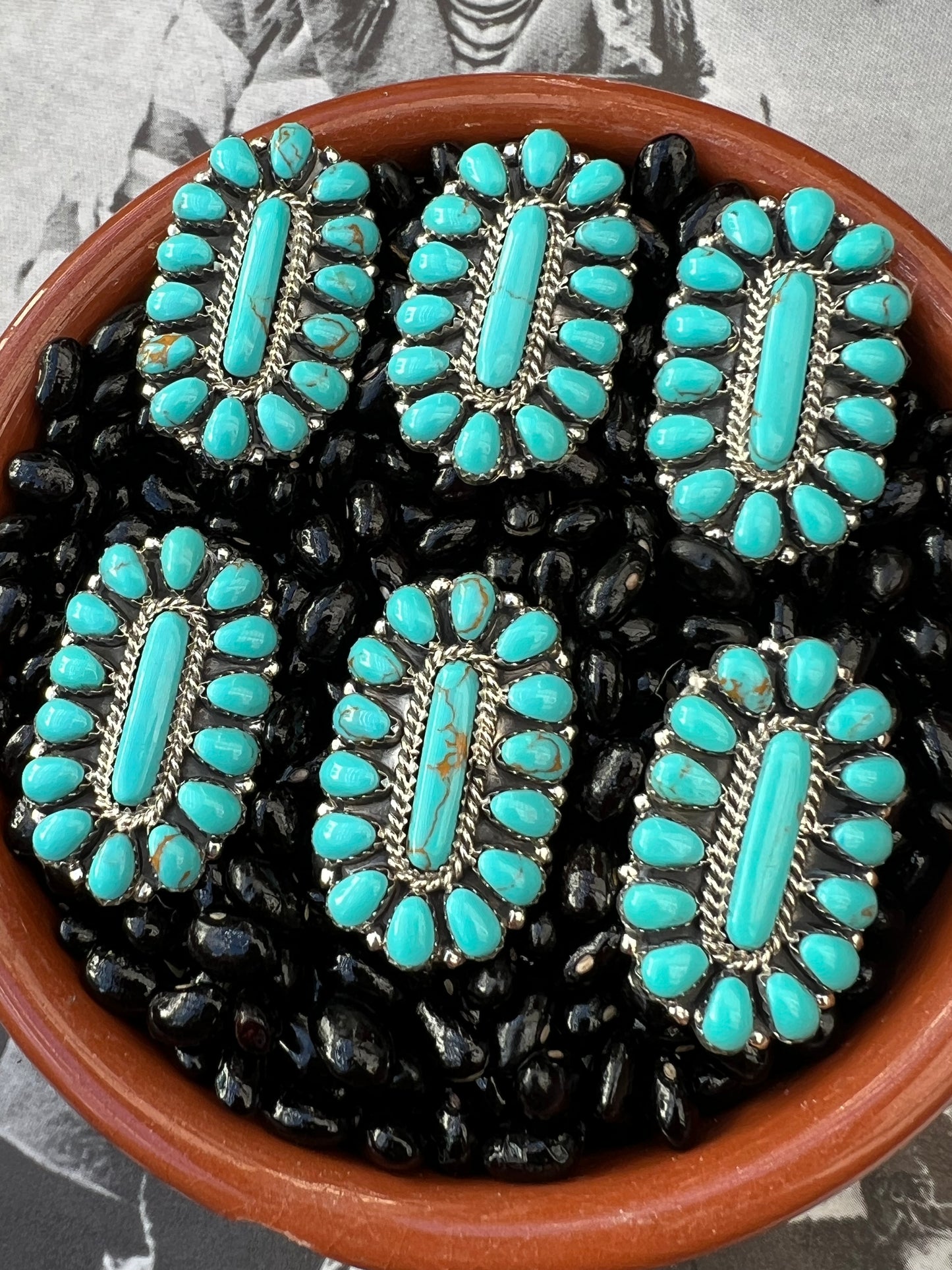 Doe Native American Turquoise Cluster Ring