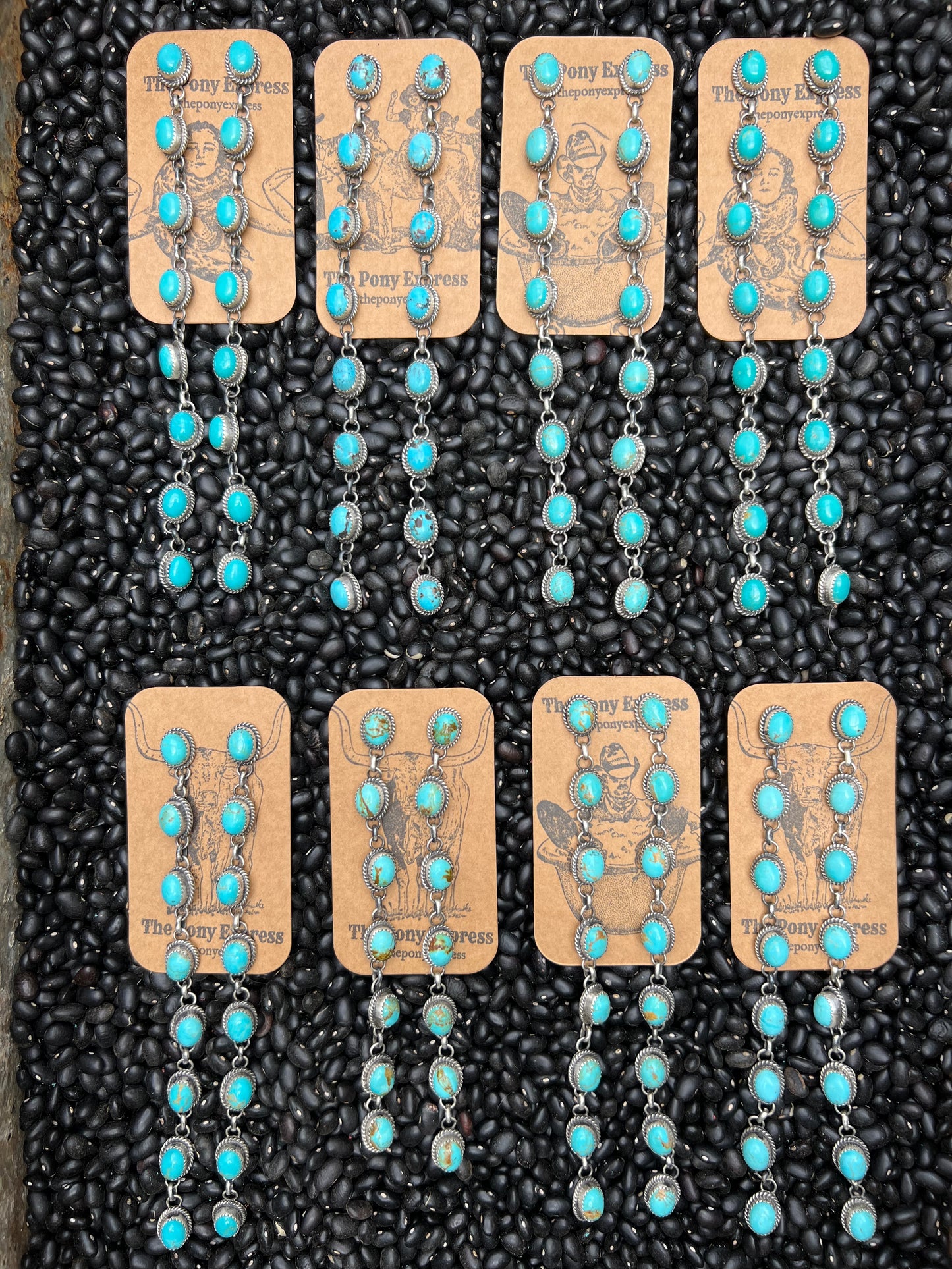 Triple Crown Long Turquoise Earrings