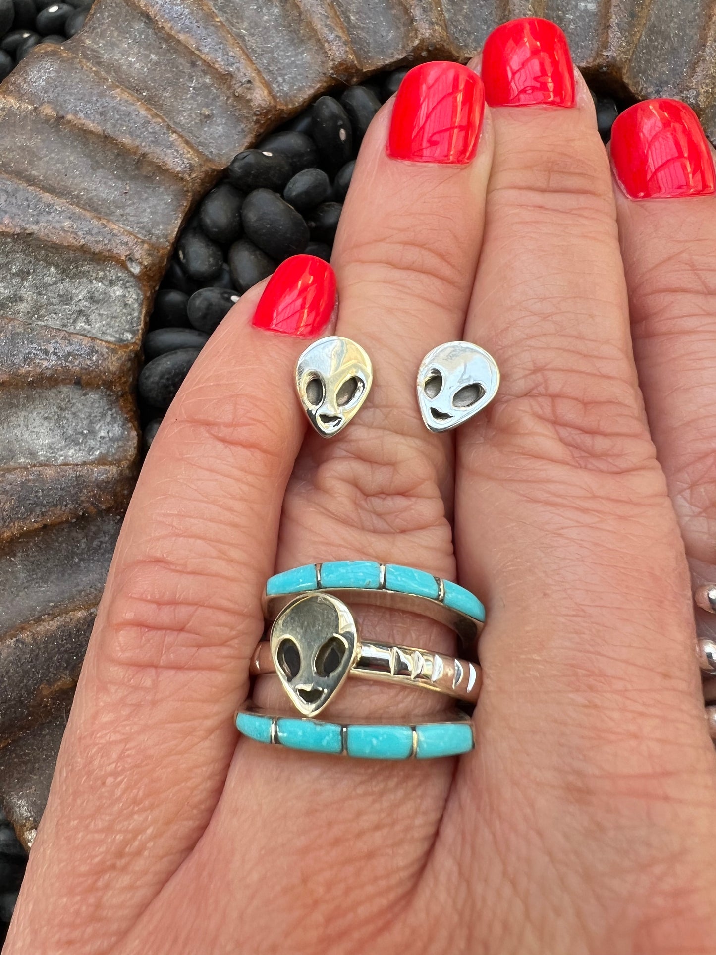 Alien Sterling Stacker Ring