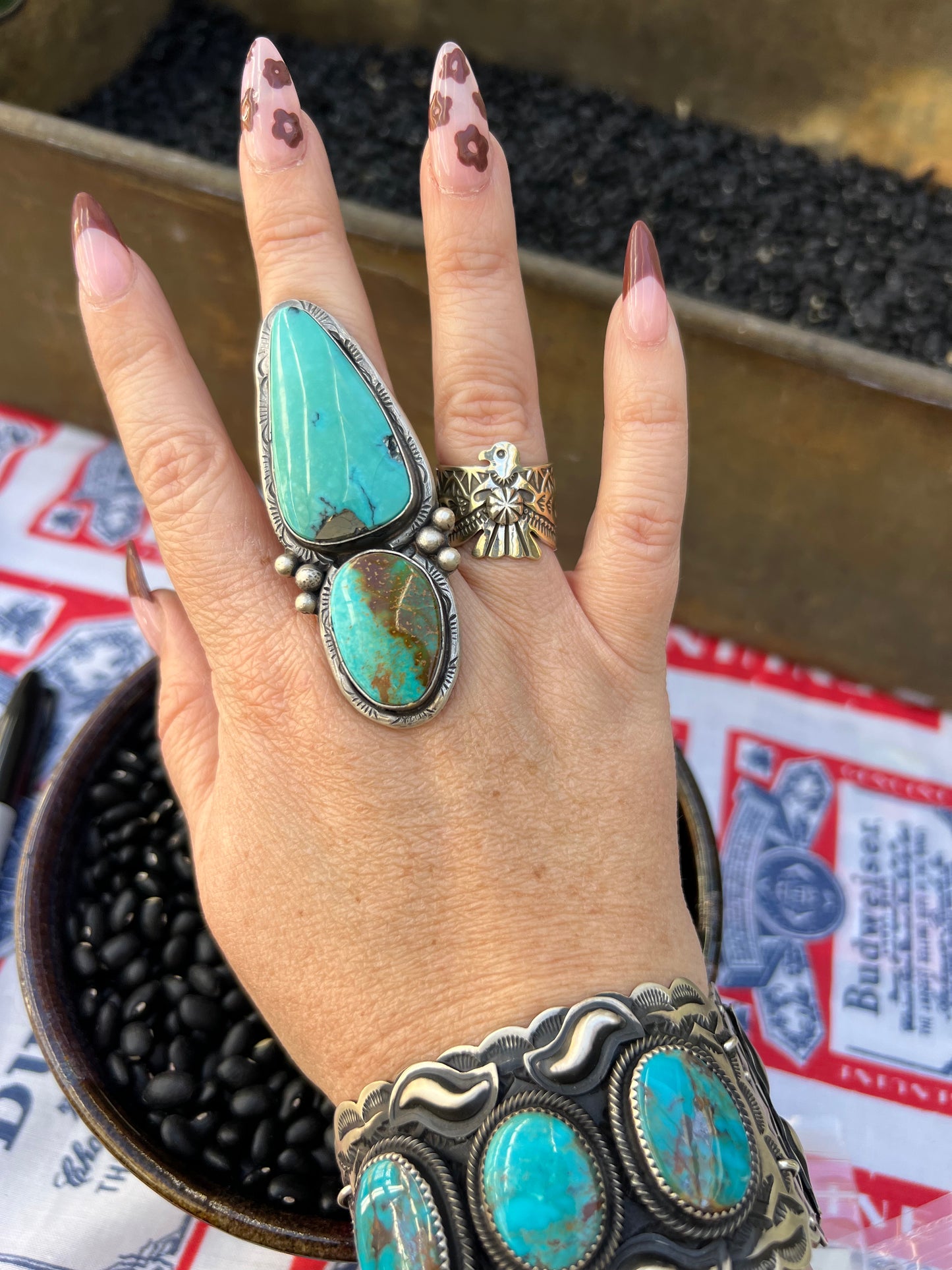 Hand Stamped Thunderbird Ring