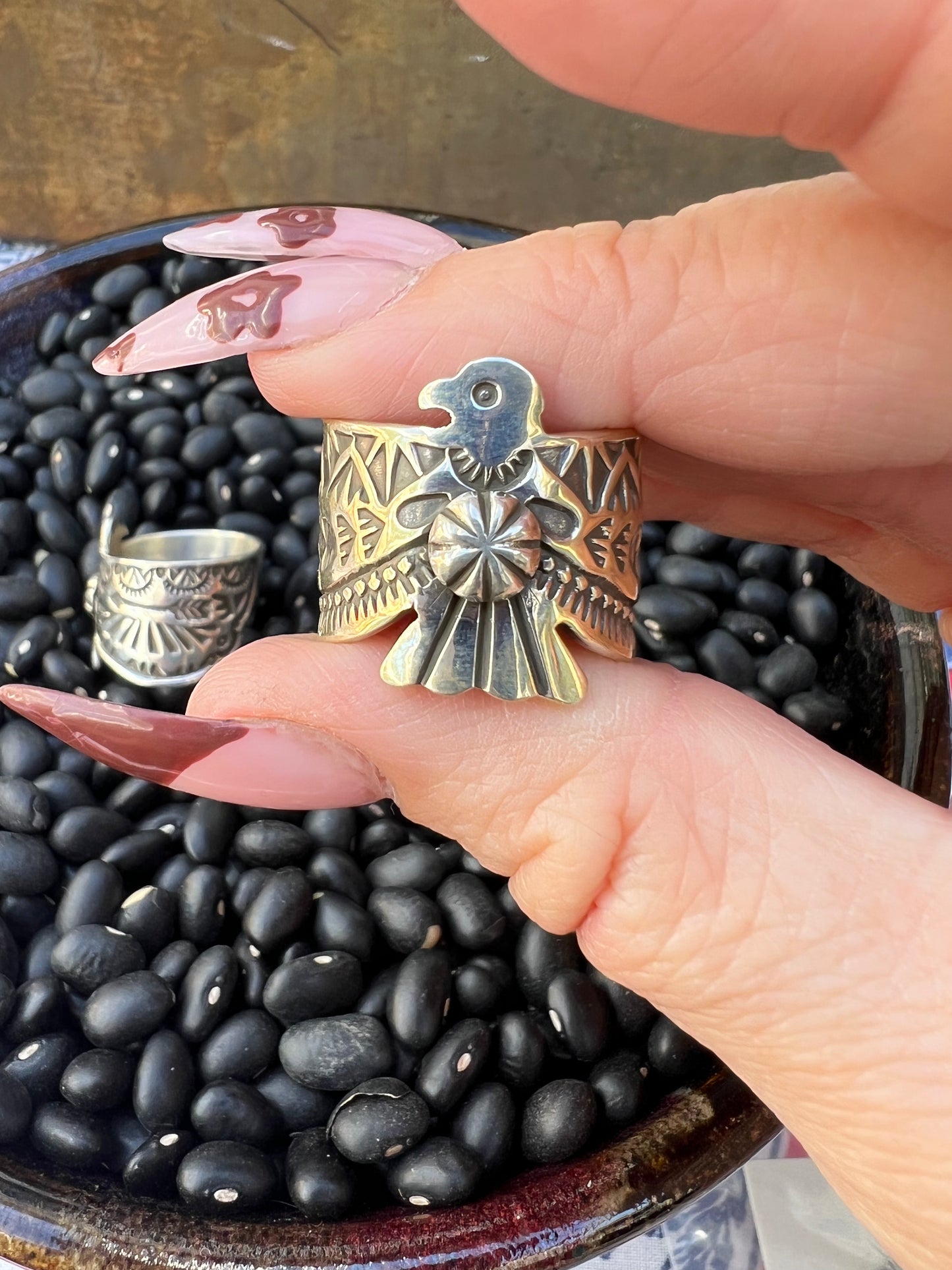 Hand Stamped Thunderbird Ring