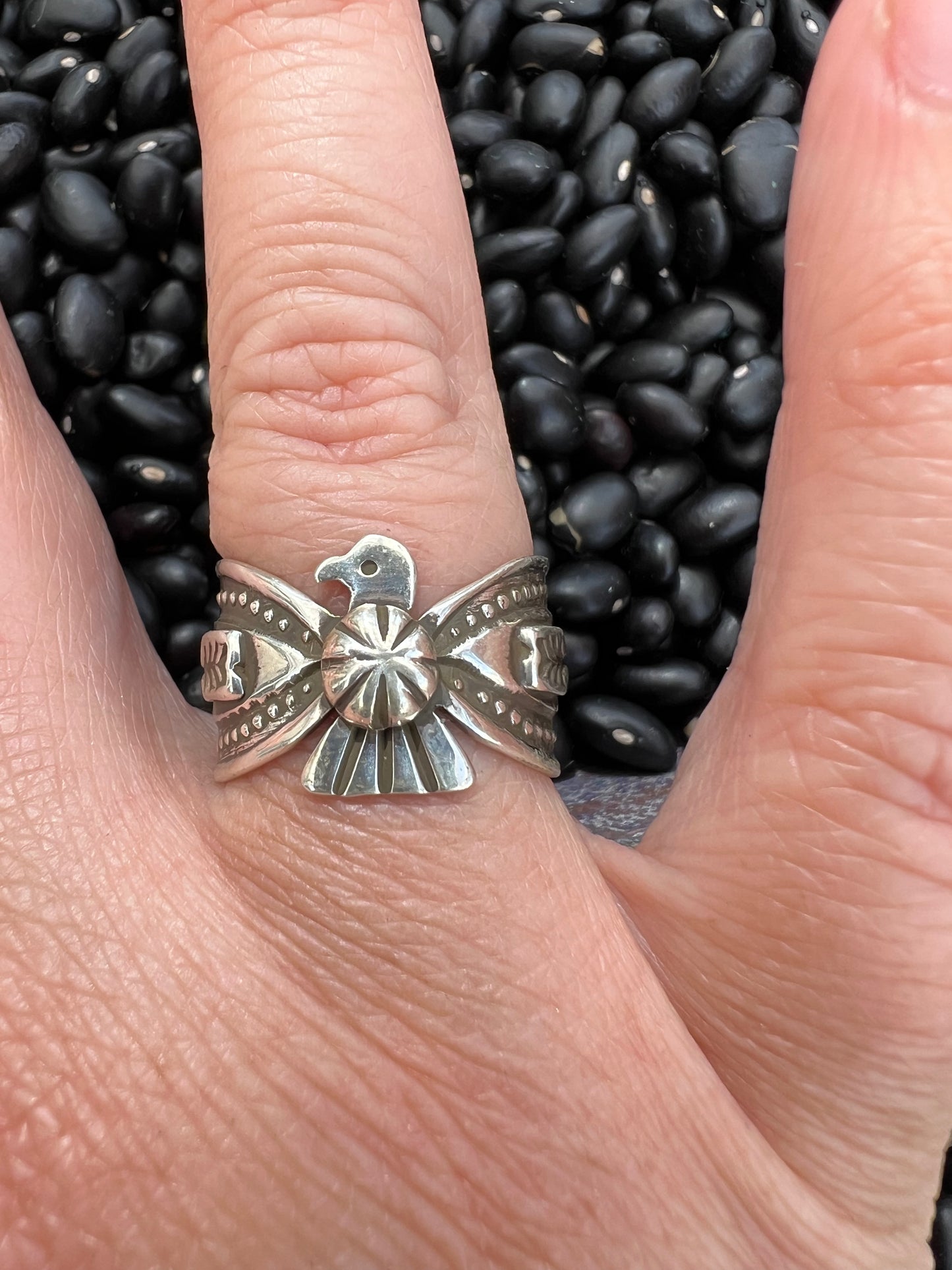 Hand Stamped Thunderbird Ring