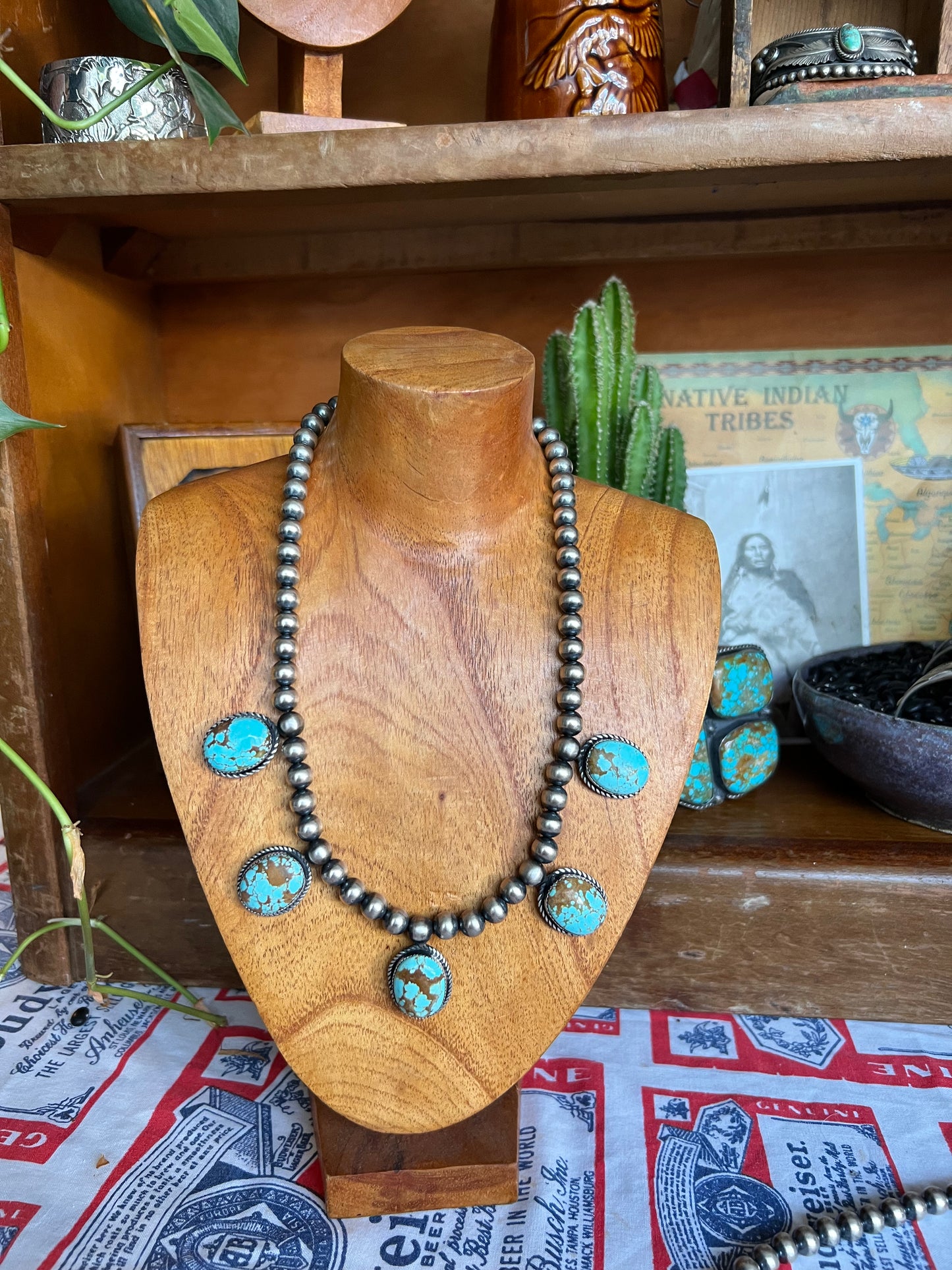 Turquoise 5 Stone Statement Necklace