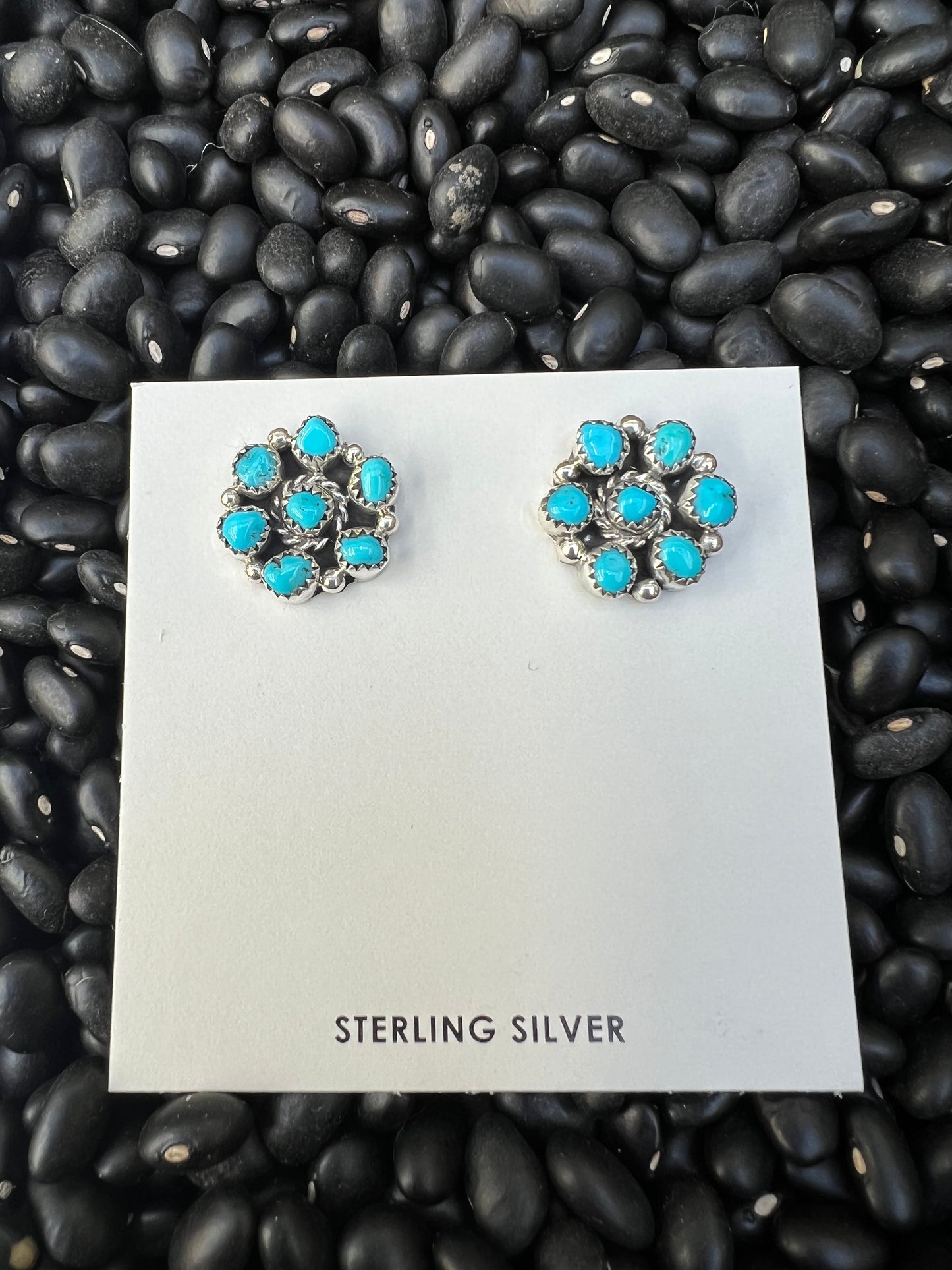 Genuine Turquoise Cluster Earrings