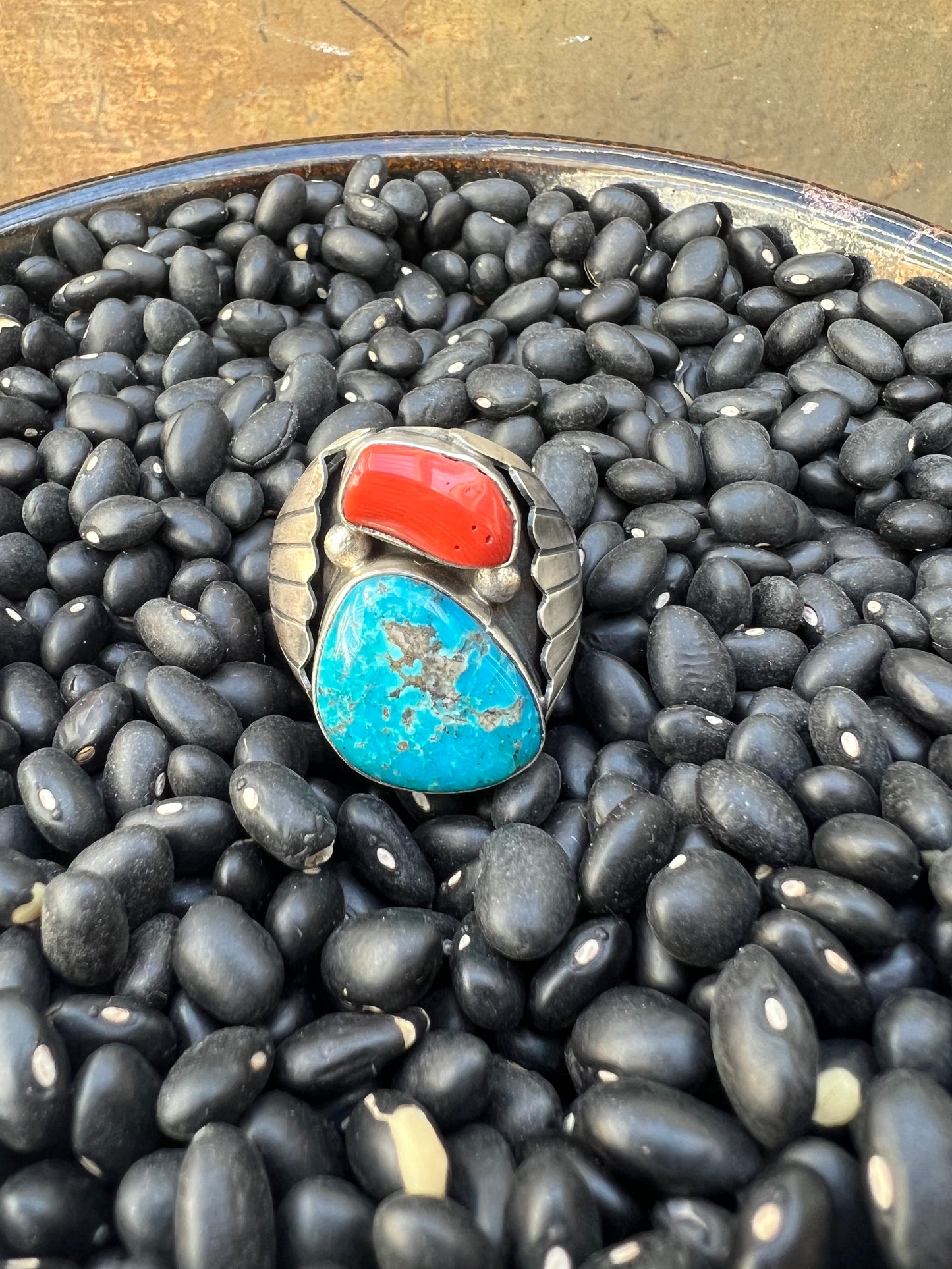 Heavy Mens Turquoise Vintage Style Ring