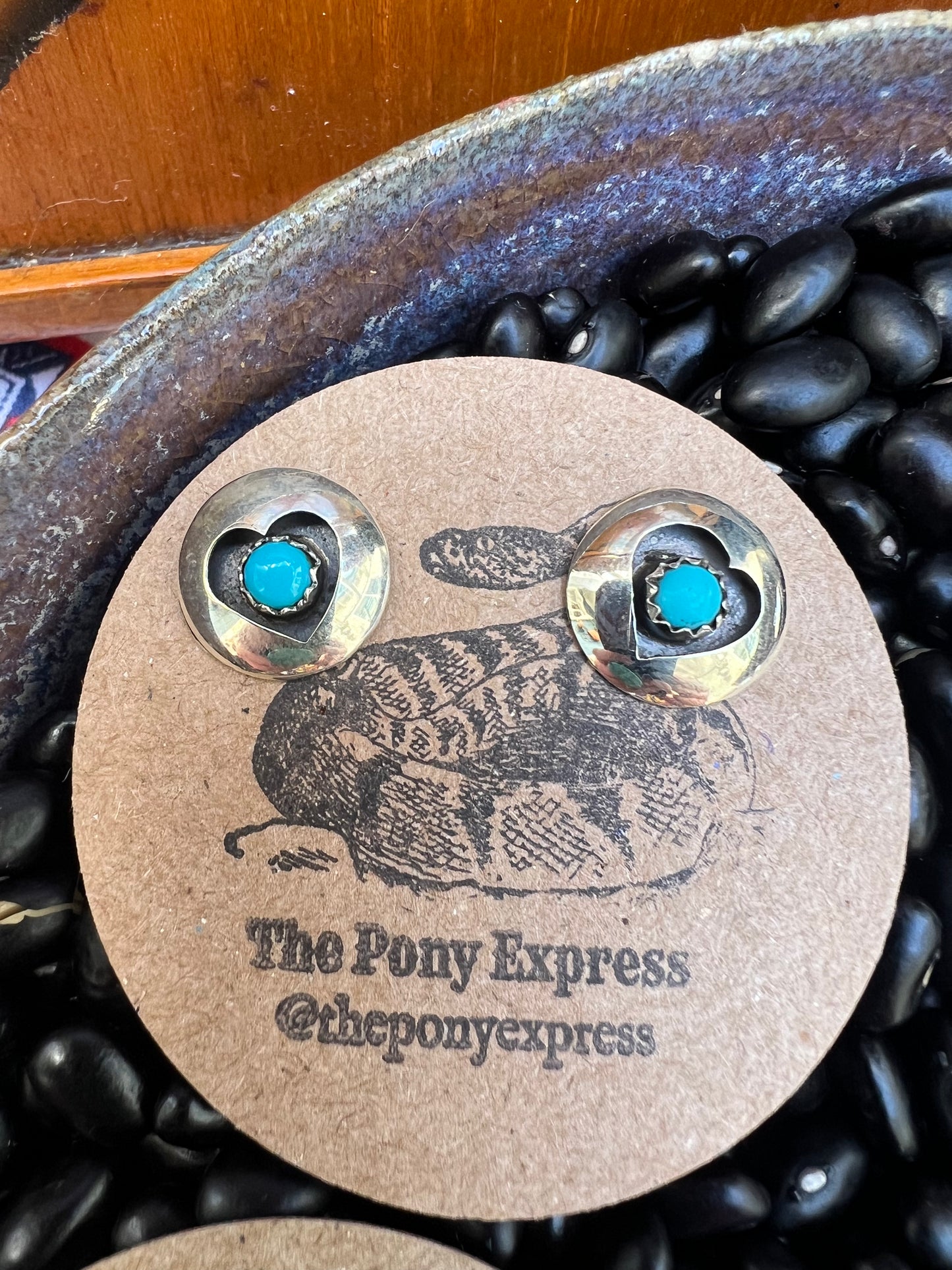 Turquoise Heart Shadow Box Studs