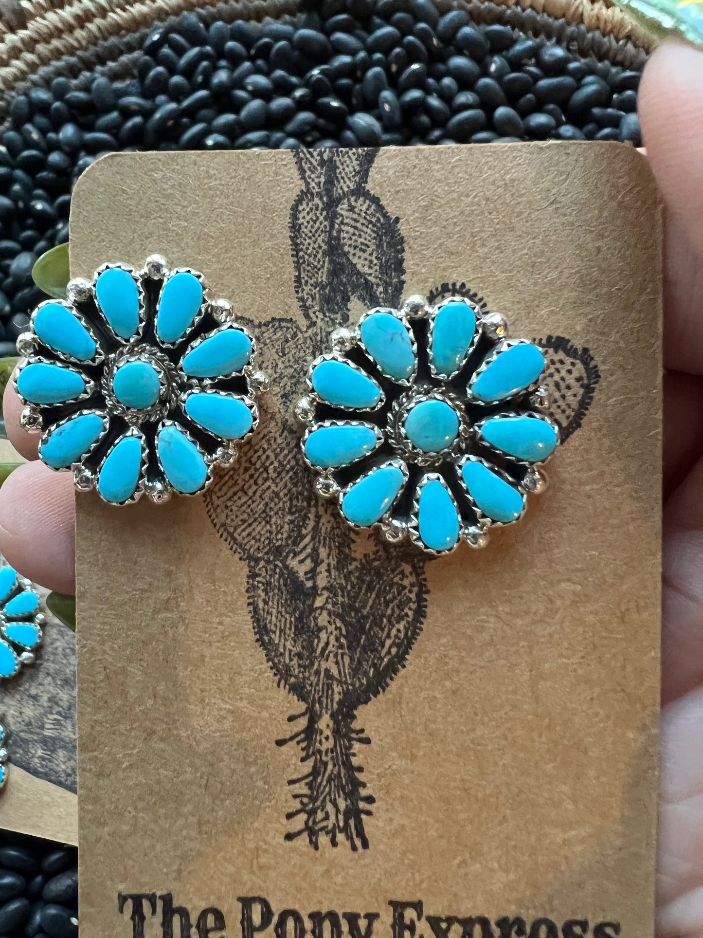 Sleeping Beauty Turquoise cluster stud earrings