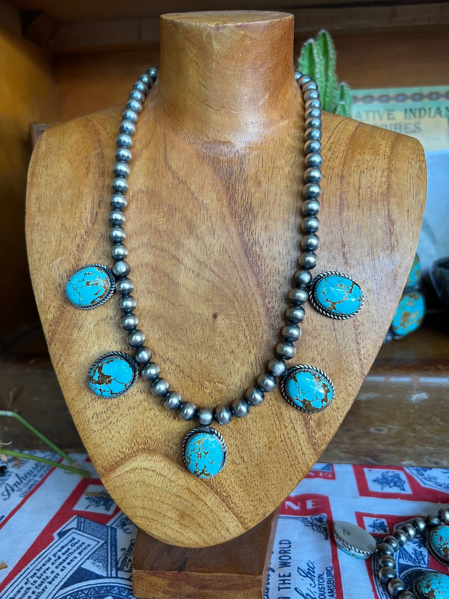 Turquoise 5 Stone Statement Necklace