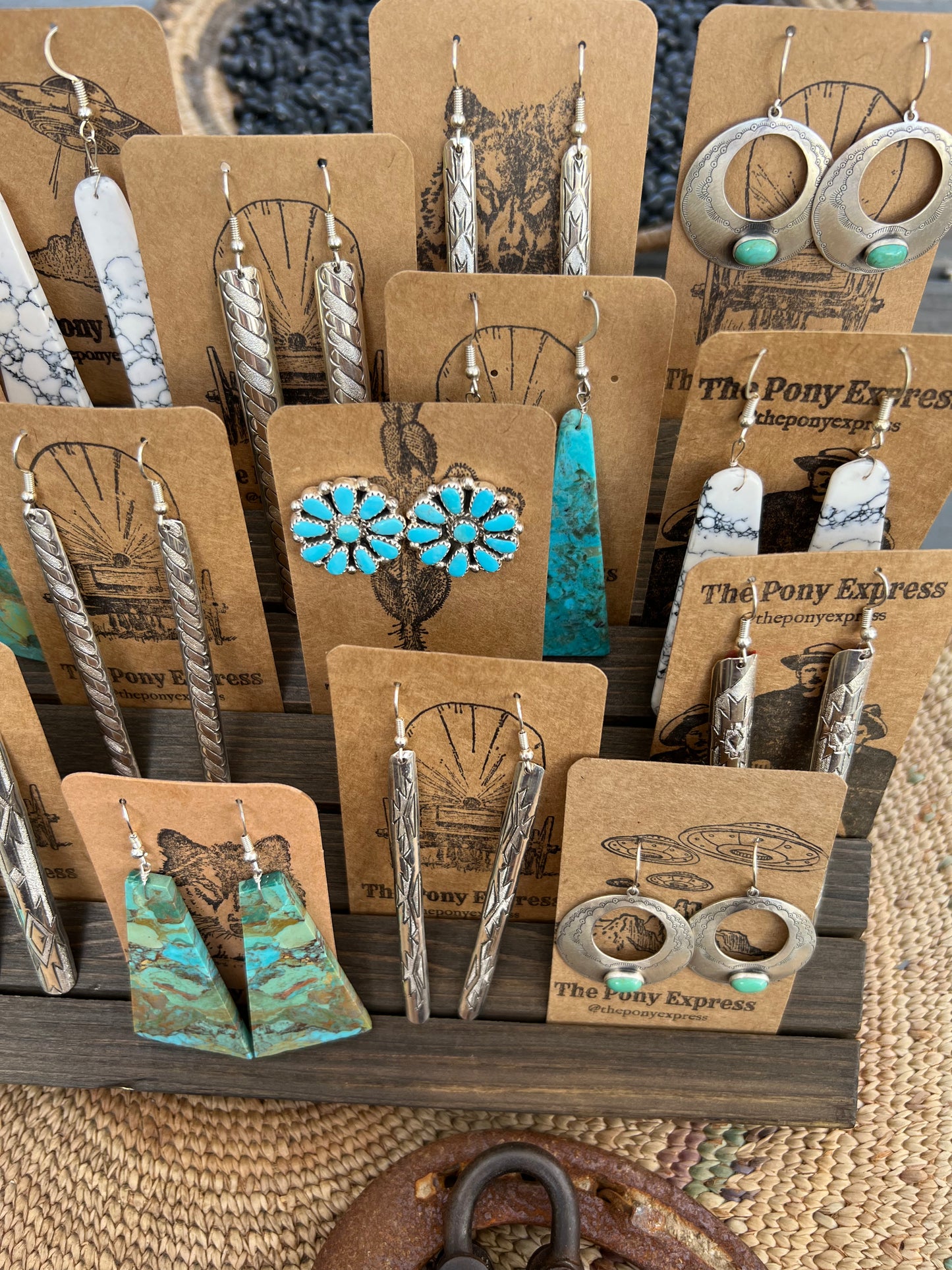 Wide Etched Sterling Earrings