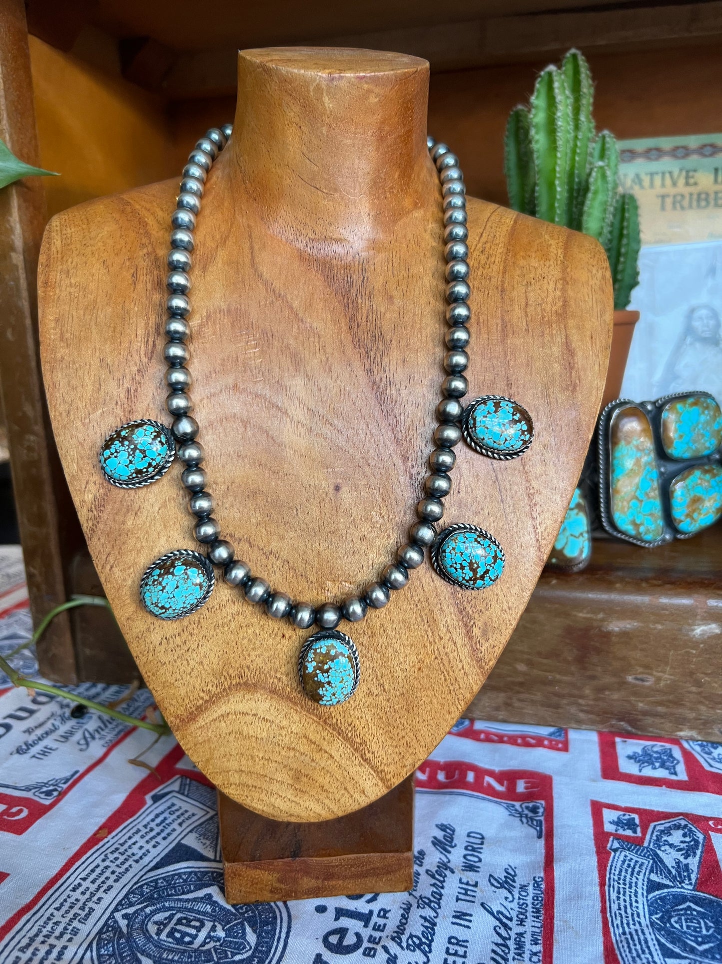 Turquoise 5 Stone Statement Necklace