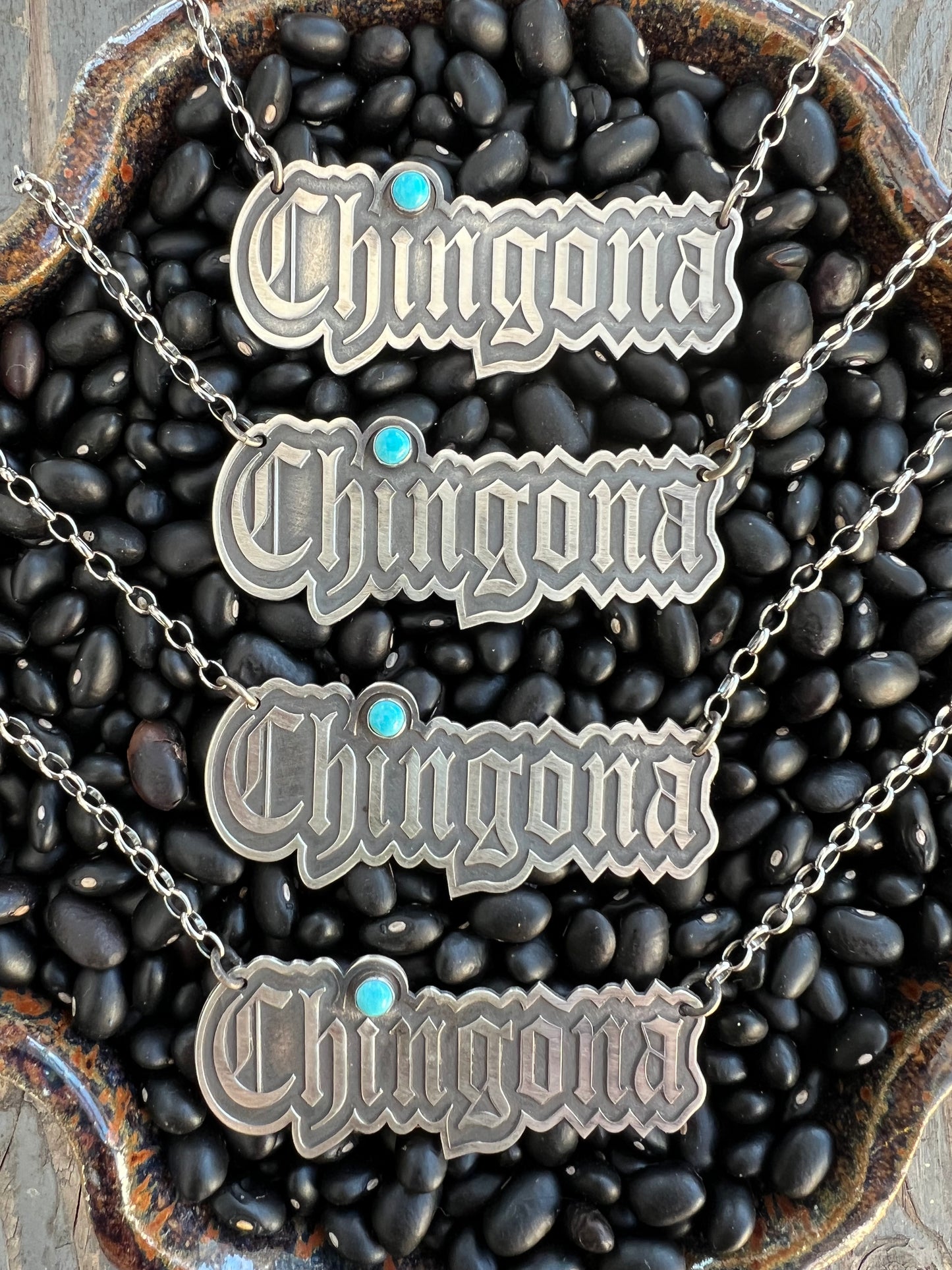 Chingona necklace nameplate 18” sterling silver