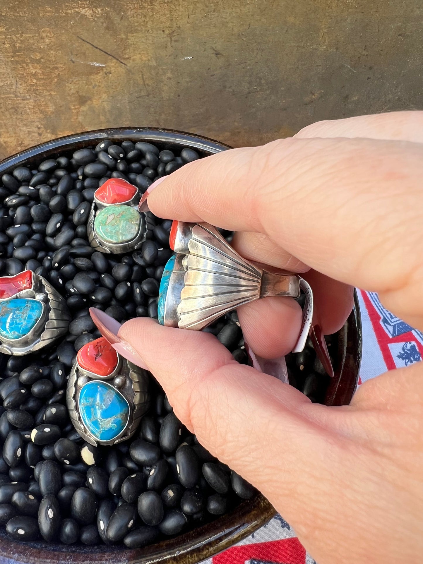 Heavy Mens Turquoise Vintage Style Ring