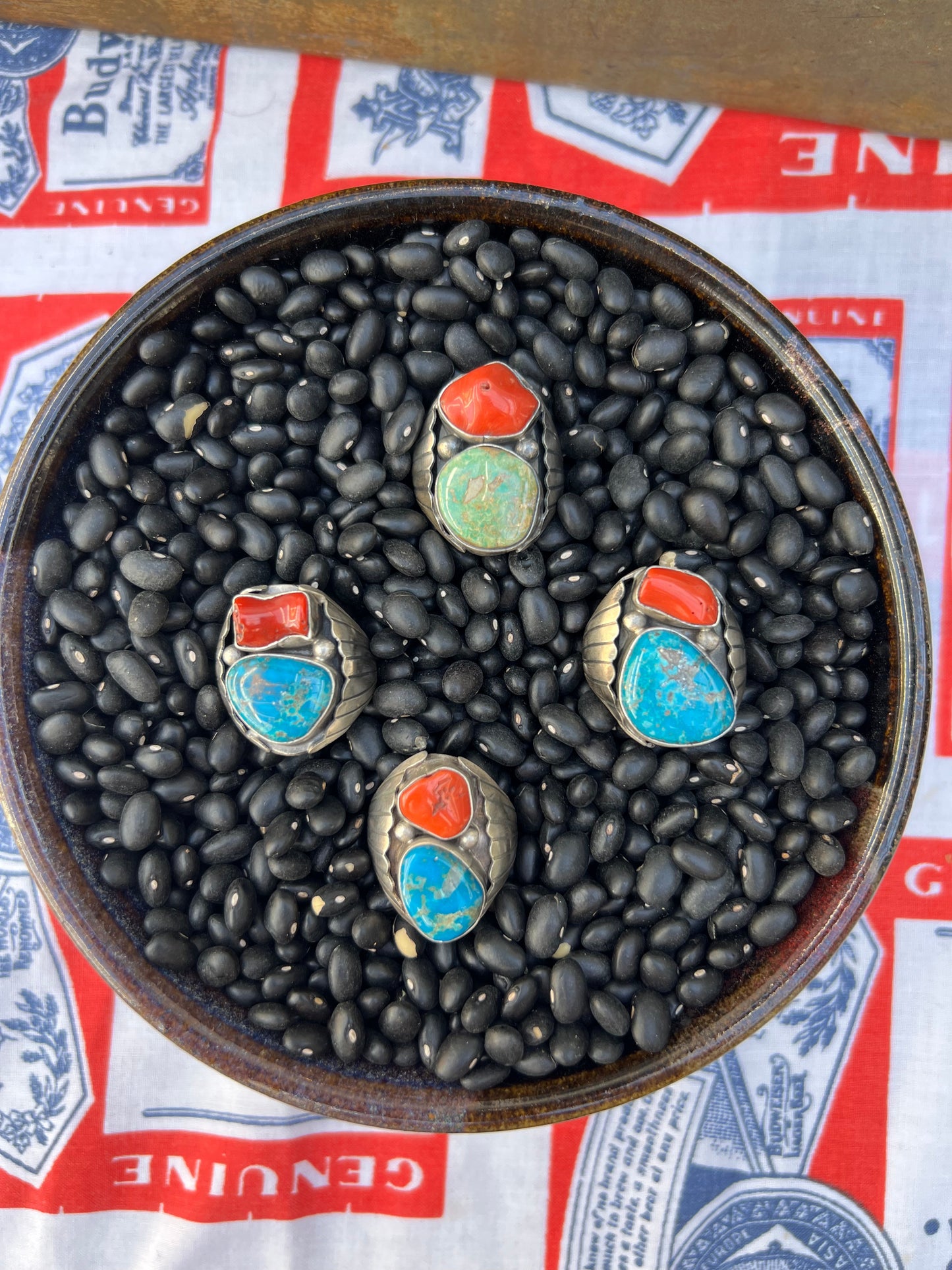 Heavy Mens Turquoise Vintage Style Ring