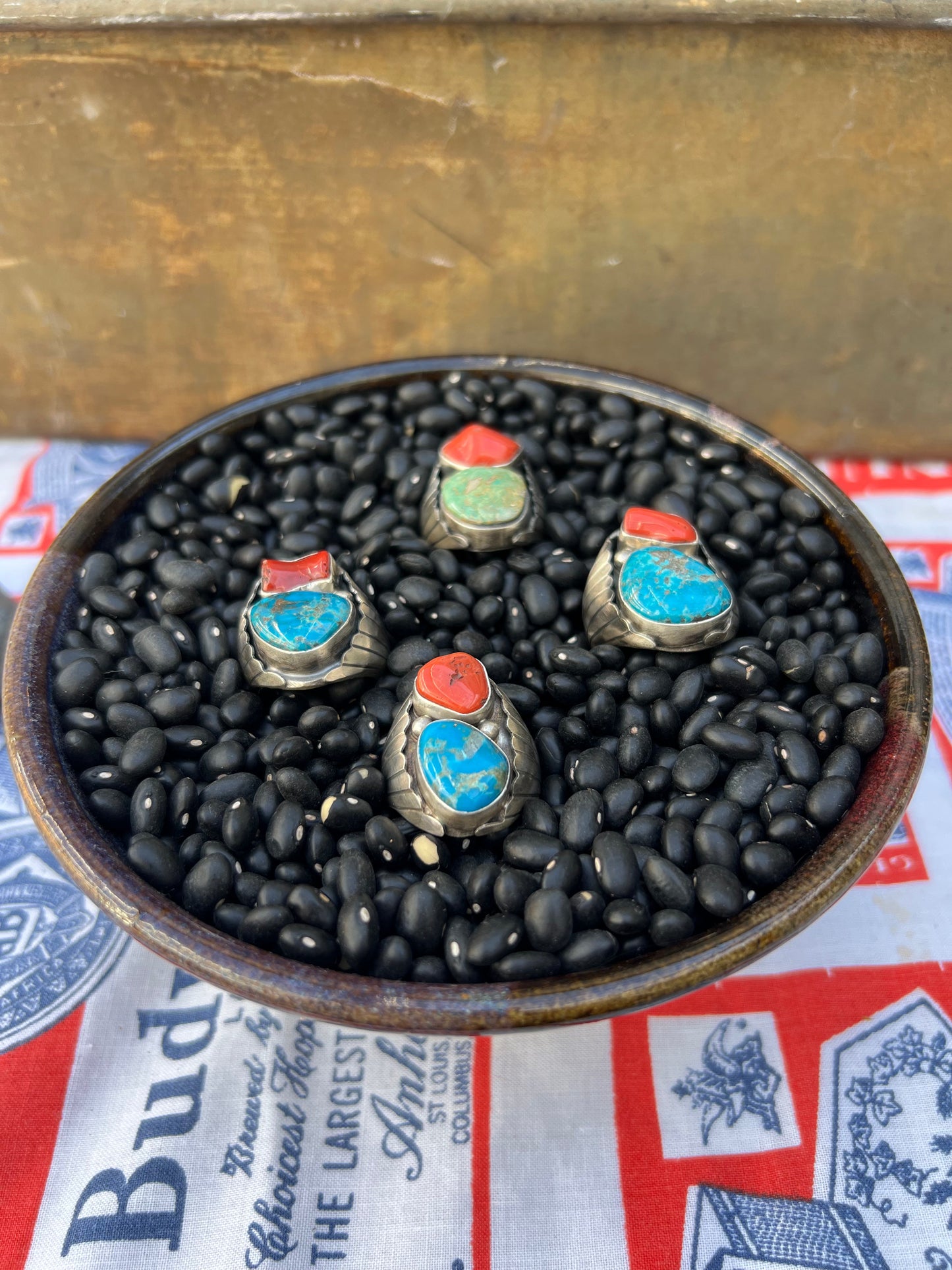 Heavy Mens Turquoise Vintage Style Ring
