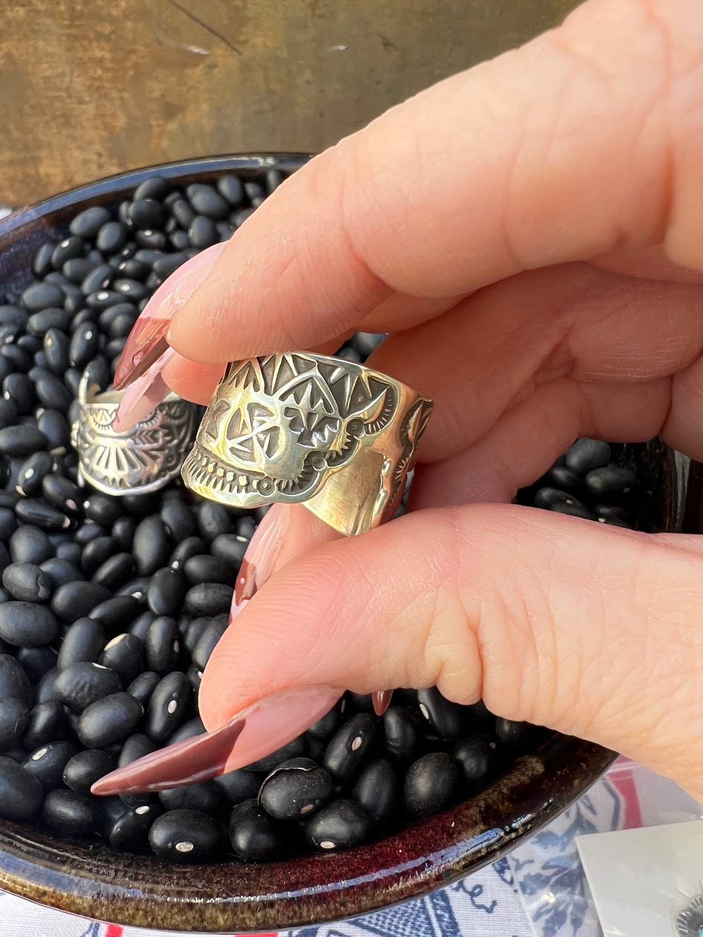 Hand Stamped Thunderbird Ring