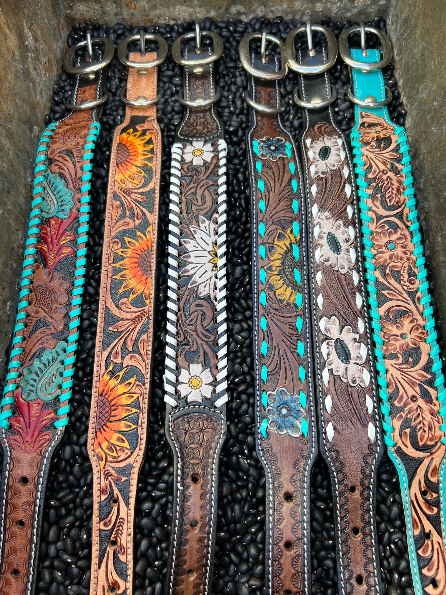 Leather Tooled Dog Collars