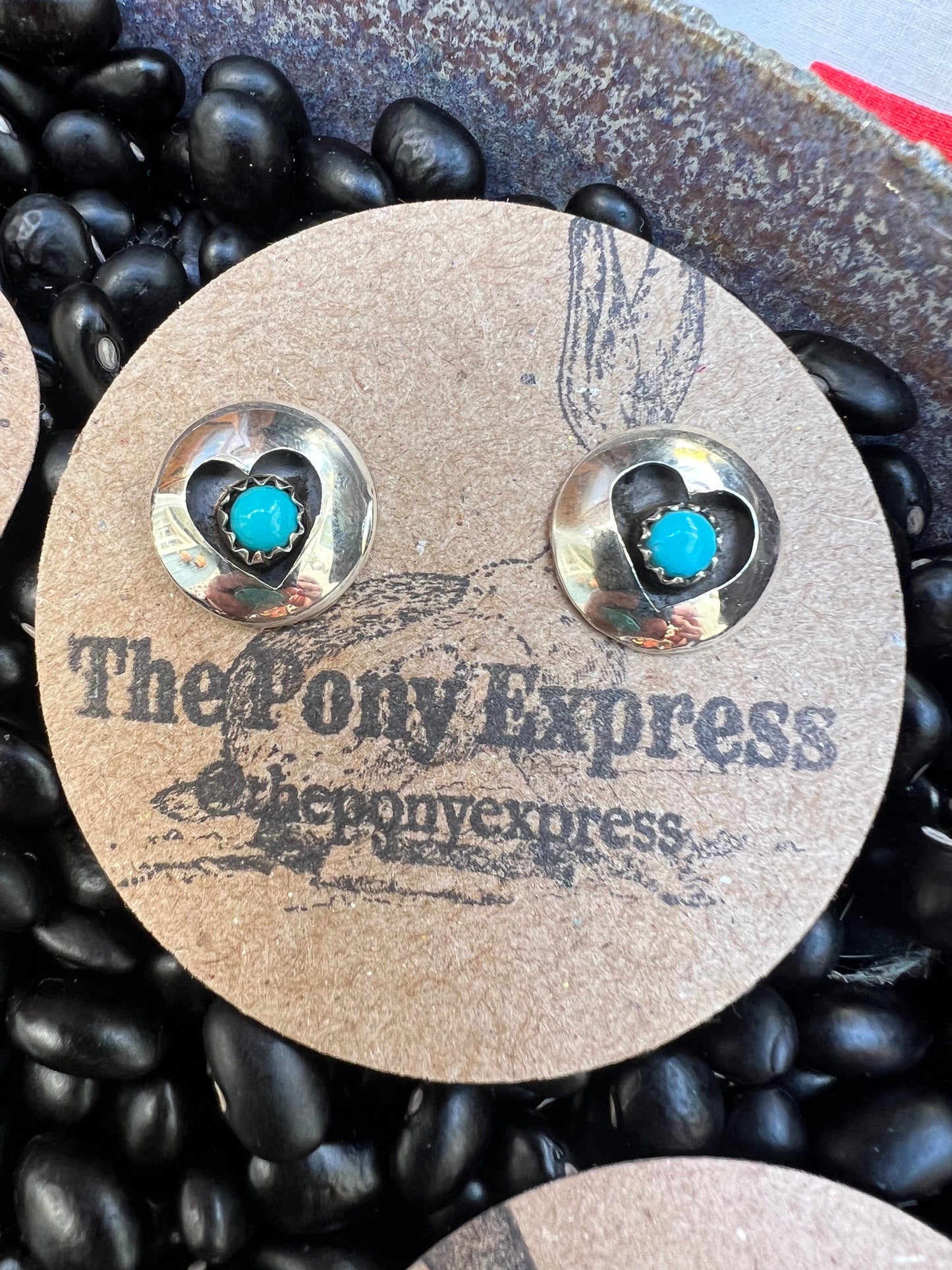 Turquoise Heart Shadow Box Studs