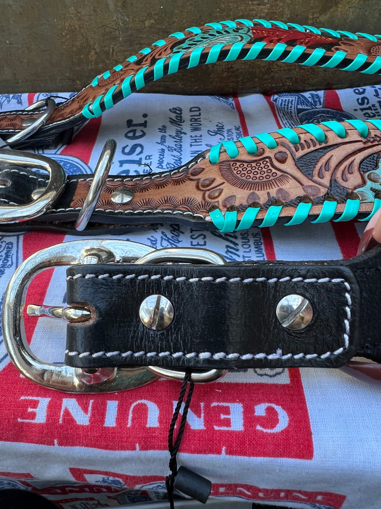 Leather Tooled Dog Collars