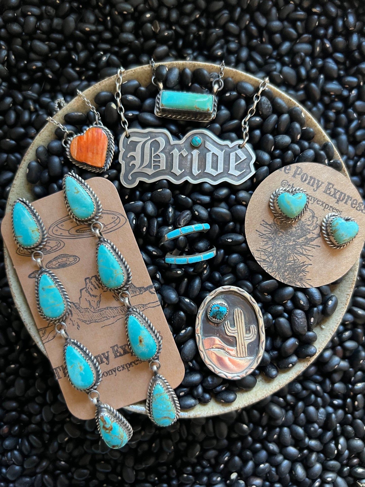 Custom Necklace Nameplate with Turquoise