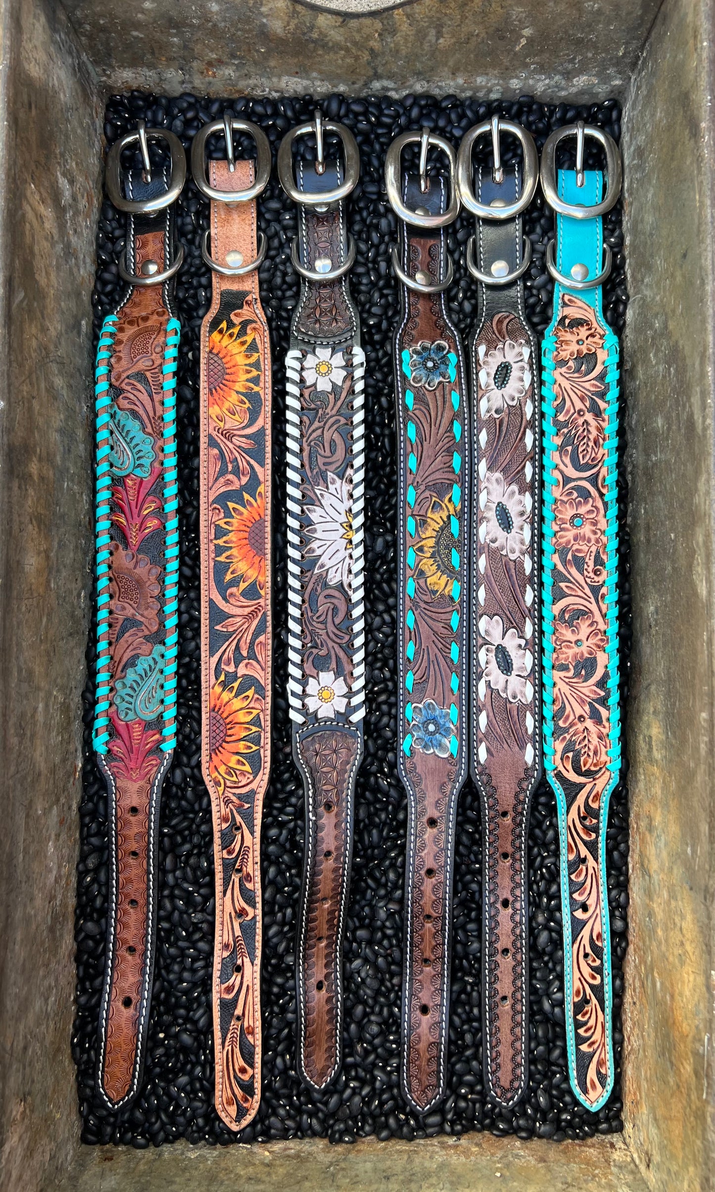 Leather Tooled Dog Collars