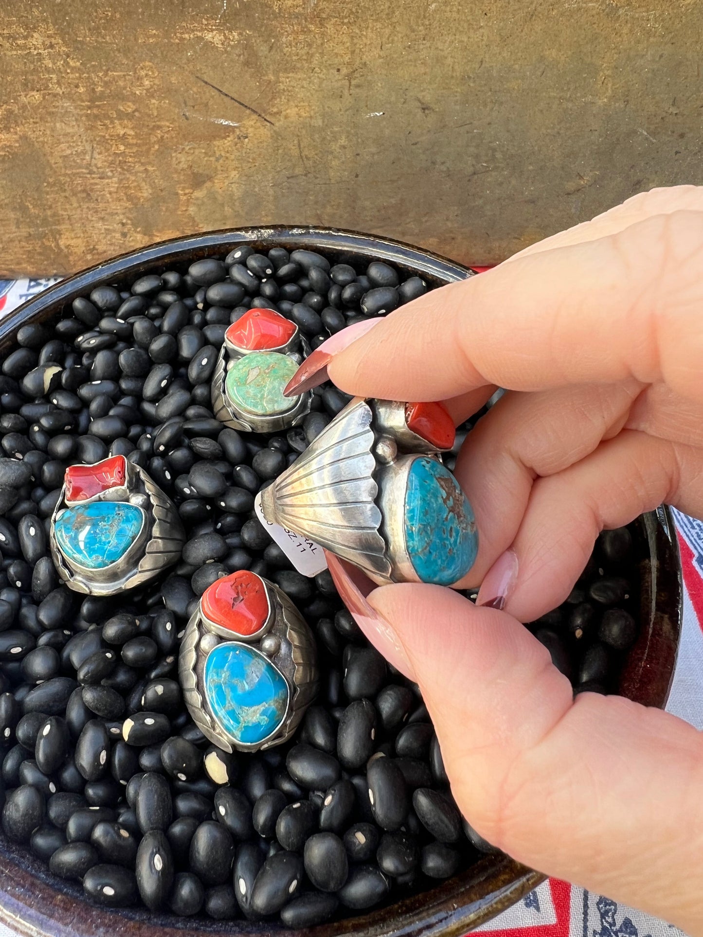 Heavy Mens Turquoise Vintage Style Ring