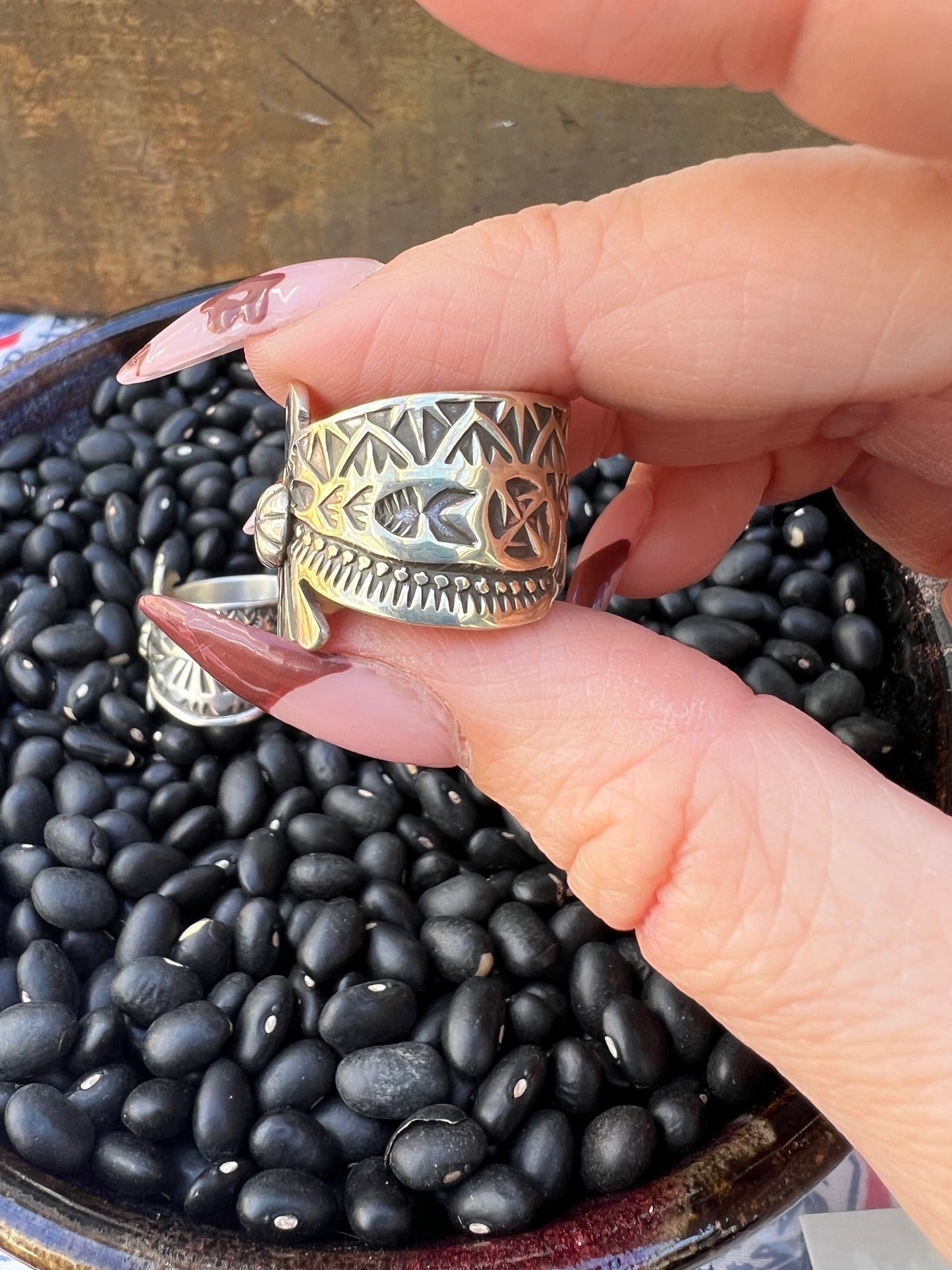 Hand Stamped Thunderbird Ring