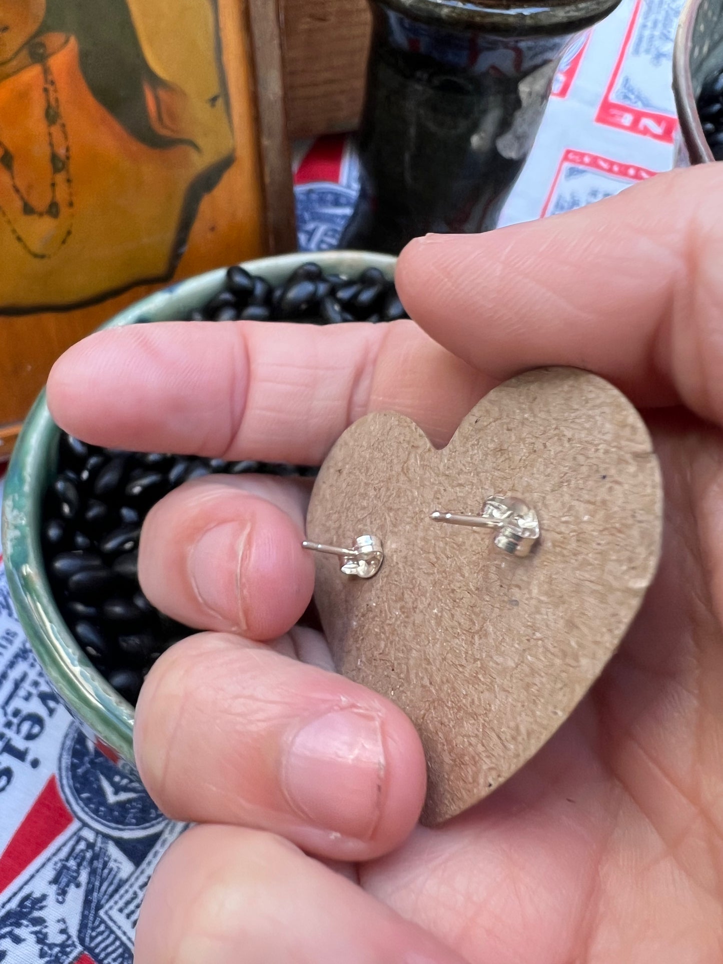 Turquoise Heart Shadow Box Studs