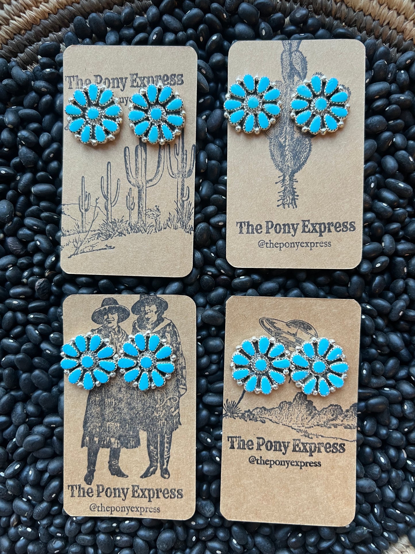 Sleeping Beauty Turquoise cluster stud earrings