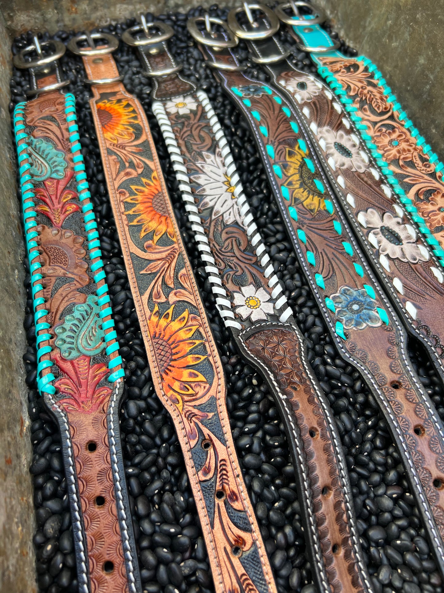 Leather Tooled Dog Collars