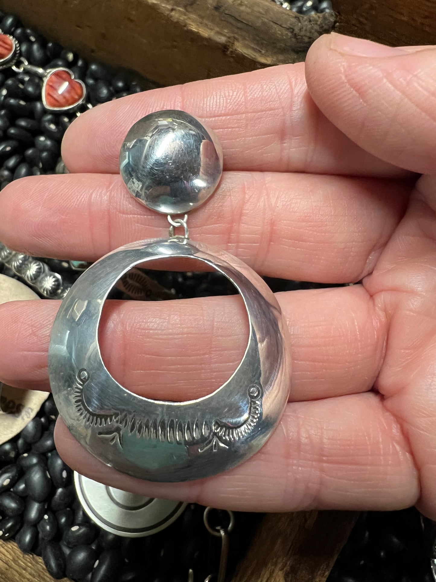 Sterling Silver Hand Stamped Disk Earrings