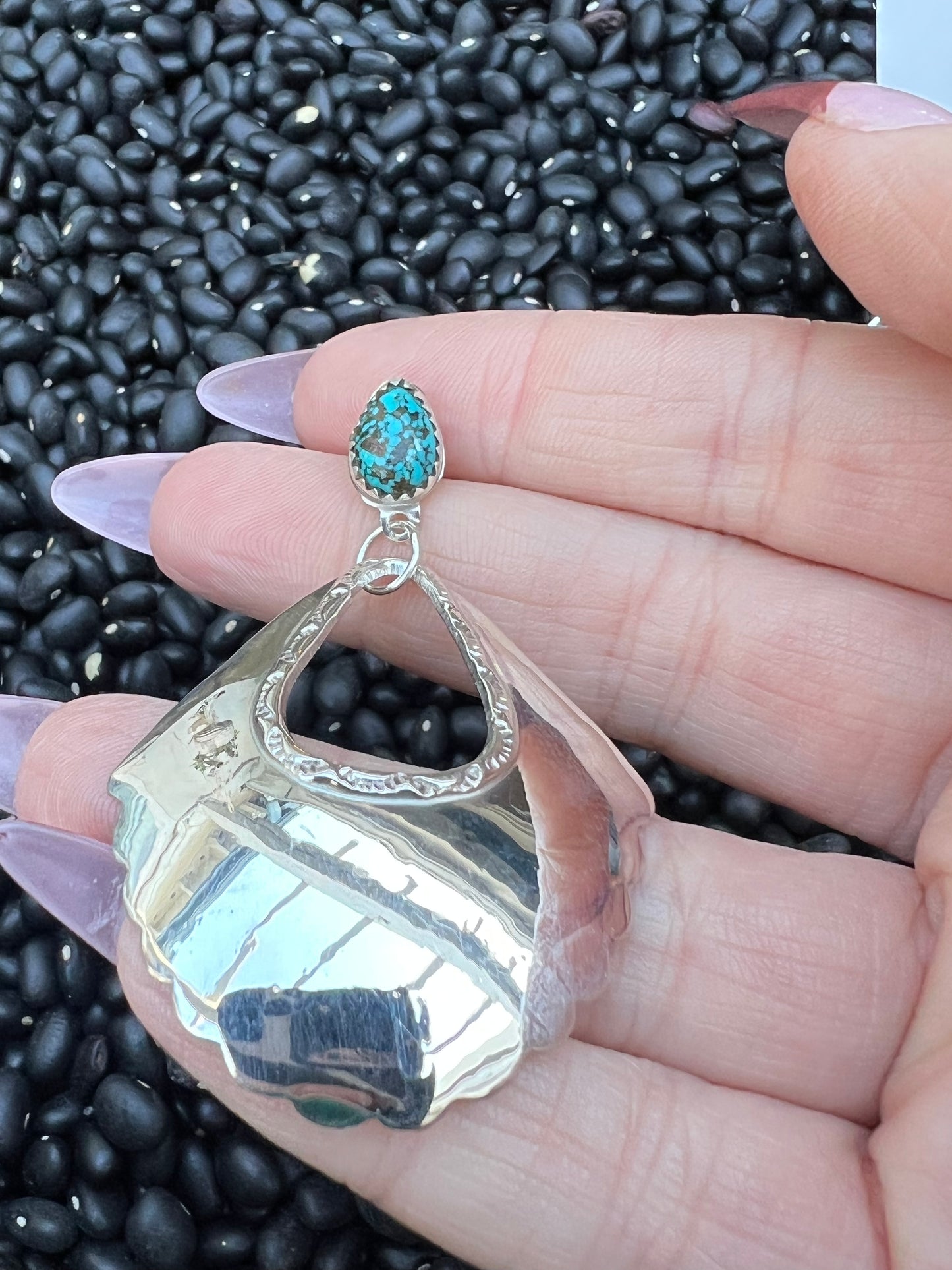 High Shine sterling silver turquoise earrings