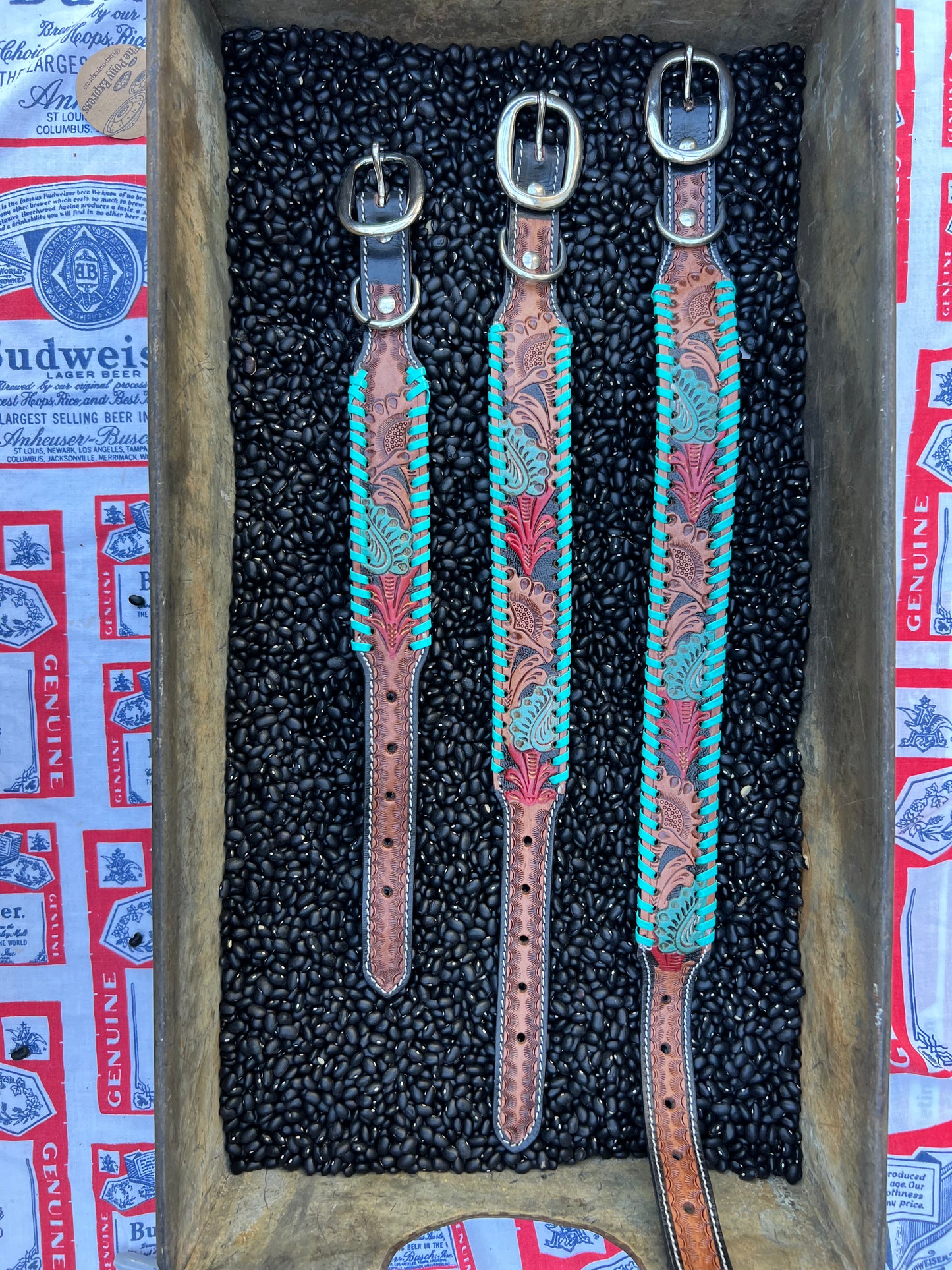 Leather Tooled Dog Collars