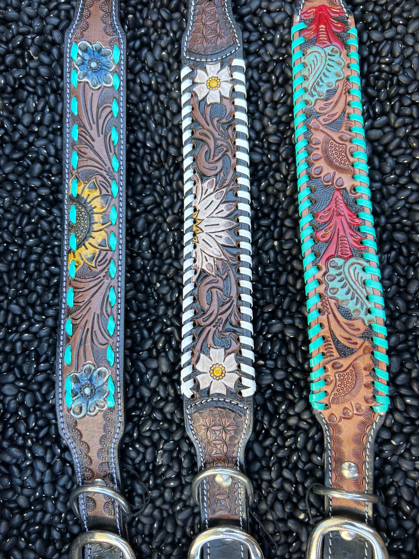 Leather Tooled Dog Collars