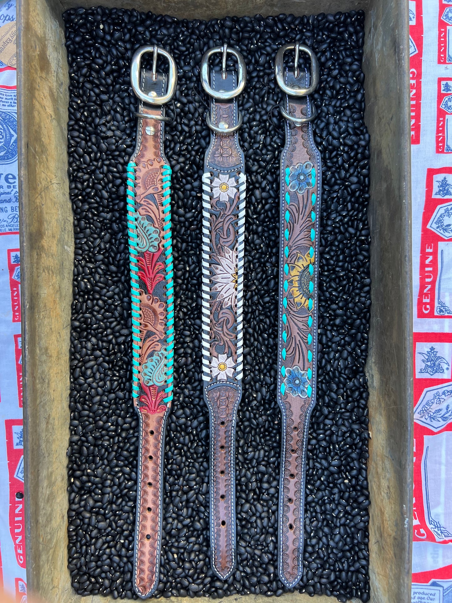 Leather Tooled Dog Collars