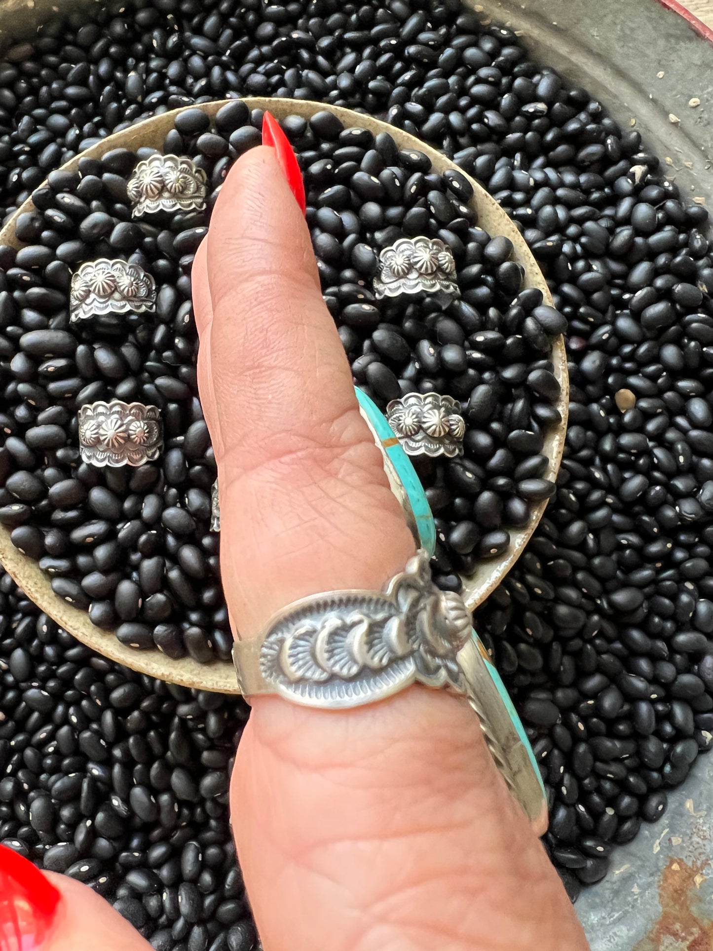 Sterling Silver Starburst Stamped Ring