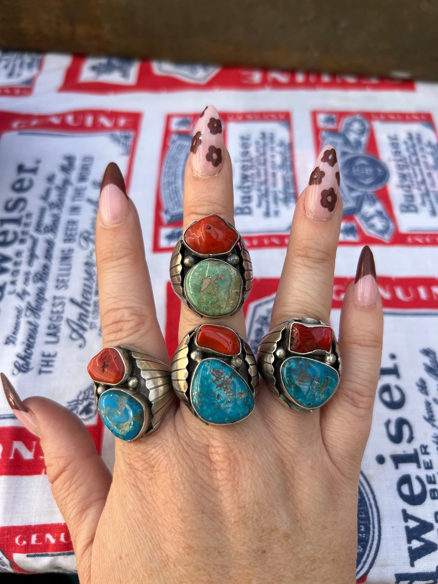 Heavy Mens Turquoise Vintage Style Ring