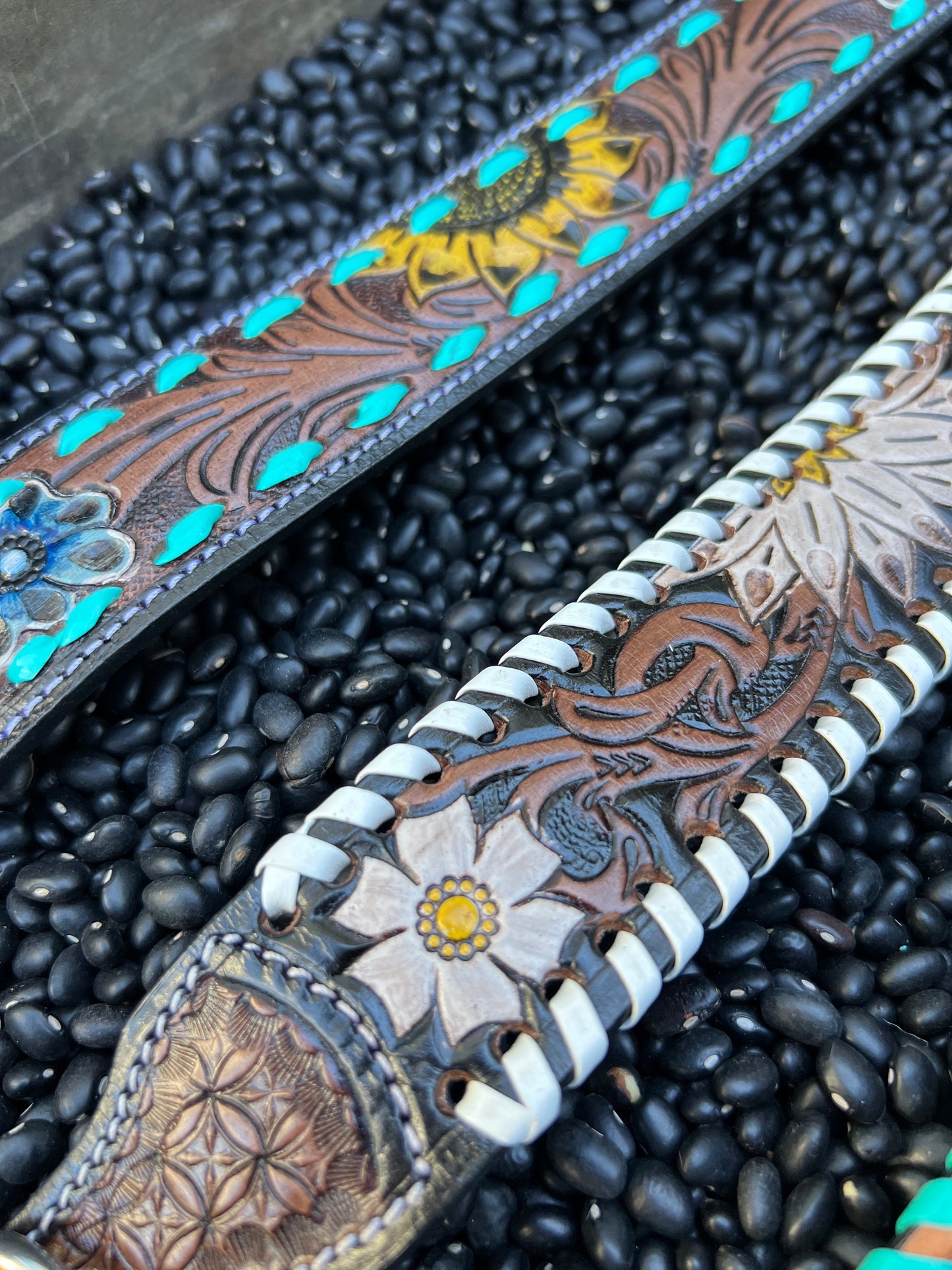 Leather Tooled Dog Collars