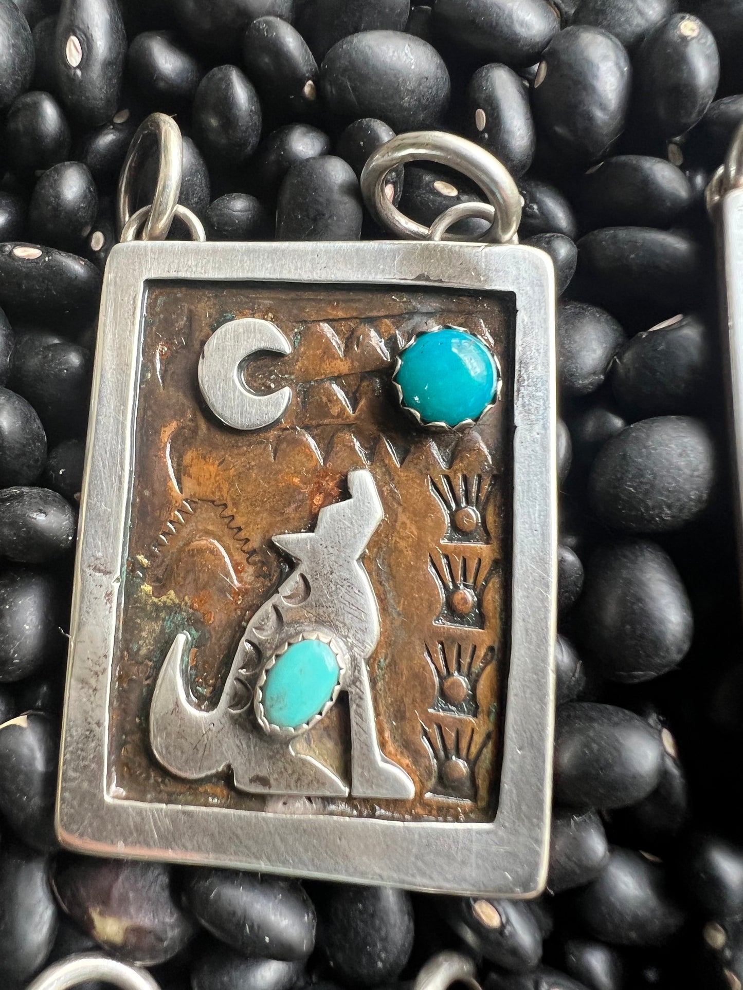 Hand Stamped Armadillo Cactus and Coyote Pendants