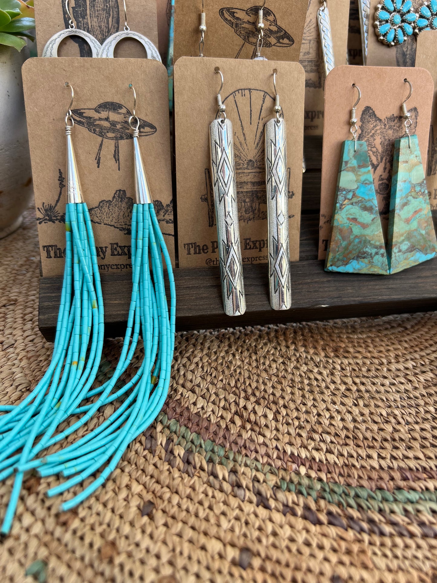 Wide Etched Sterling Earrings
